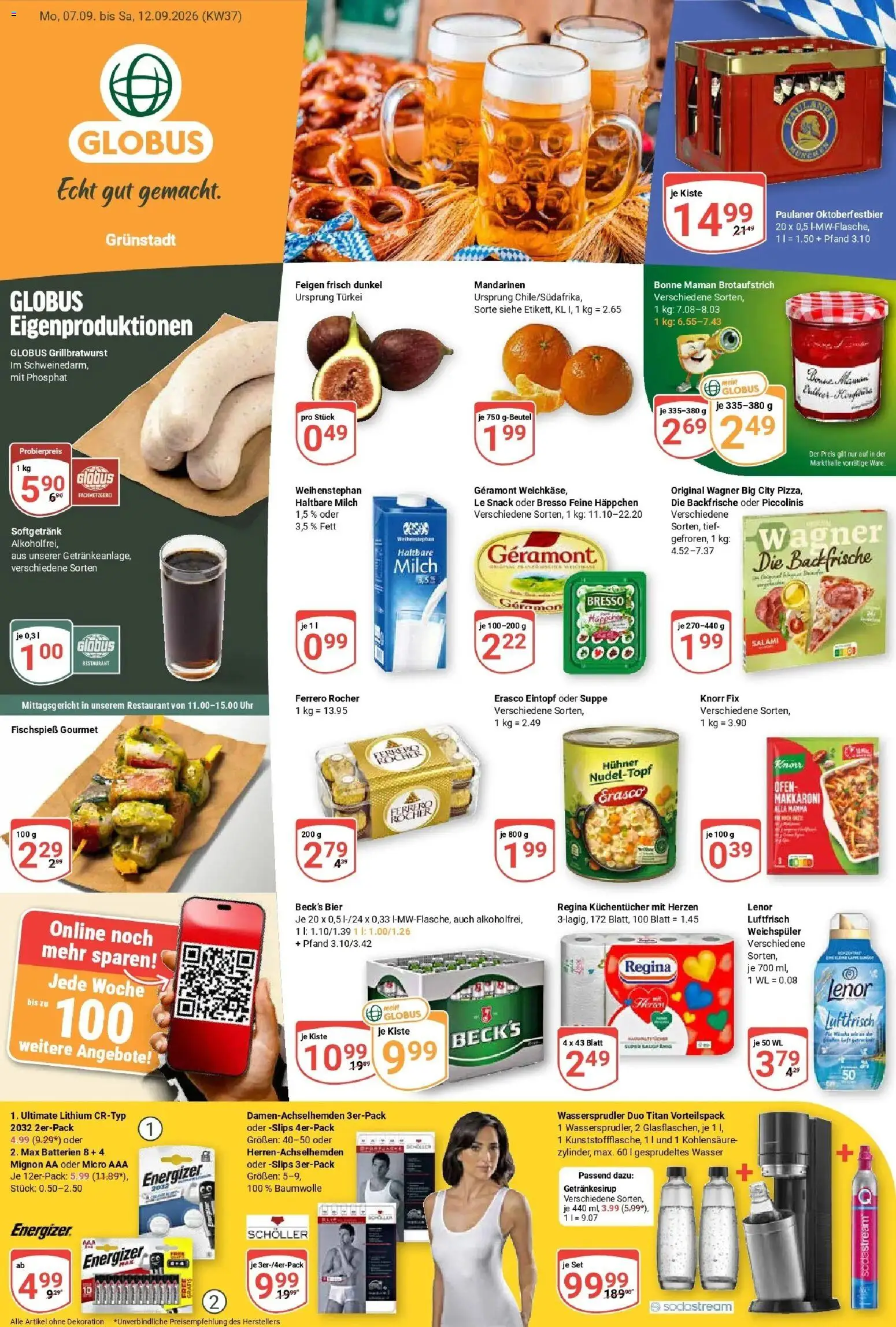 Globus Prospekt Grünstadt – gültig ab 07.09.2026 | Seite: 3 | Produkte: Lenor, Geramont, Bier, Haltbare milch