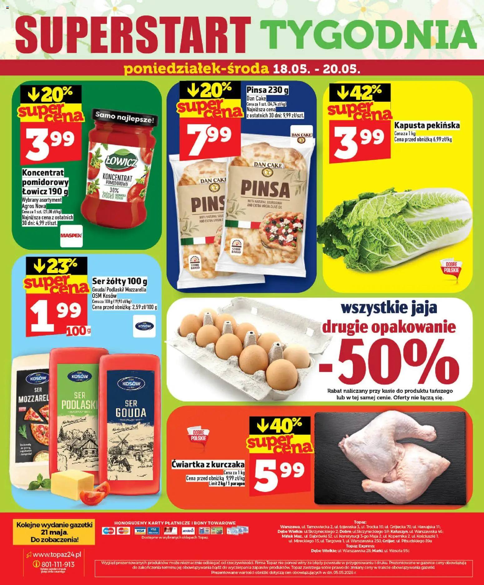 Topaz gazetka - MAZ od 14.05.2026 | Strona: 50 | Produkty: Ser żółty, Koncentrat pomidorowy, Ser, Ćwiartka z kurczaka