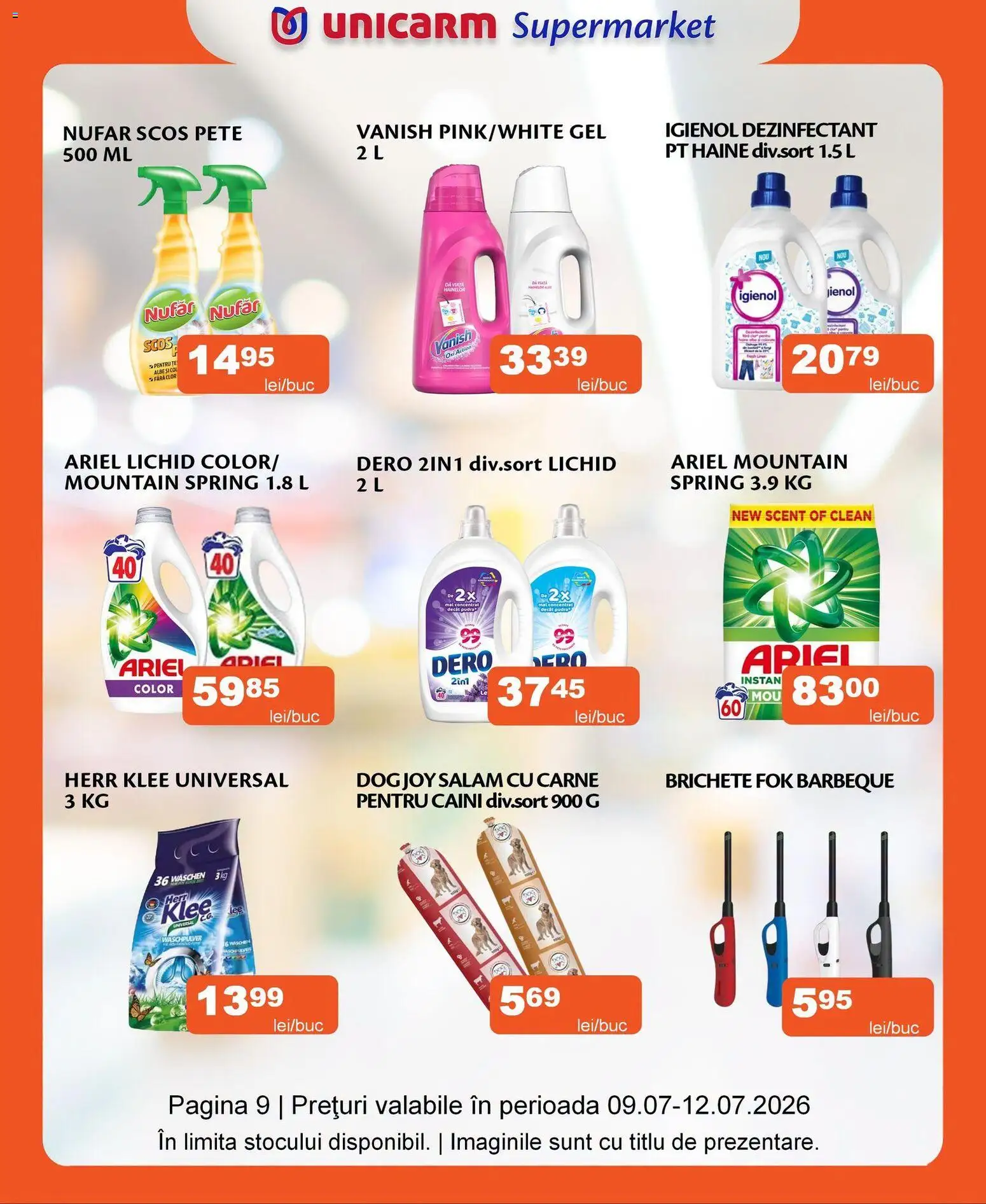 Noul catalog Unicarm – valabil de la 09.07.2026 | Pagină: 9 | Produse: Pomelo, Pudră, Haine, Çelik Mama ve Su Kabı