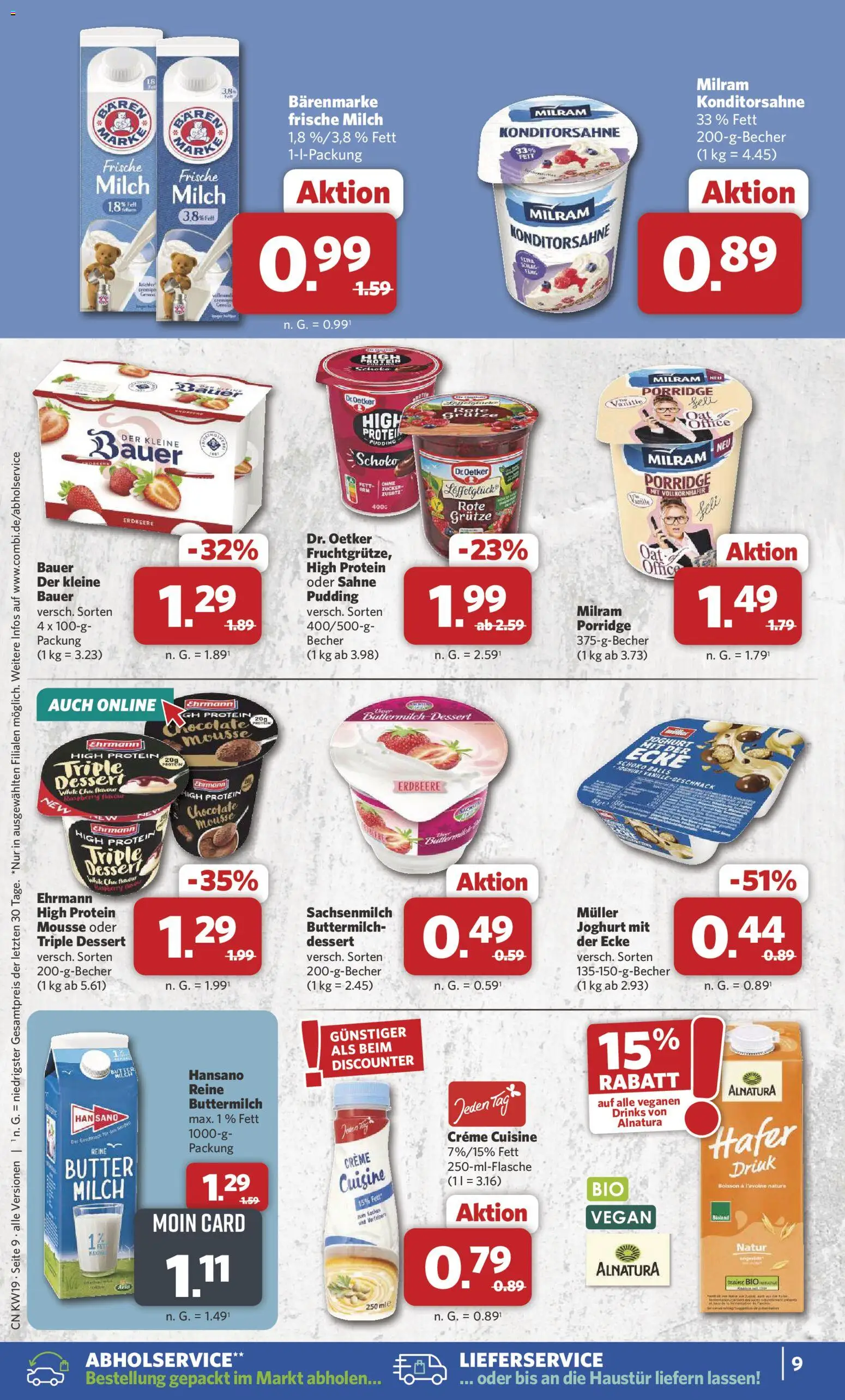 Combi Prospekt 	 – gültig ab 04.05.2026 | Seite: 9 | Produkte: Buttermilch, Pudding, Creme, Sahne