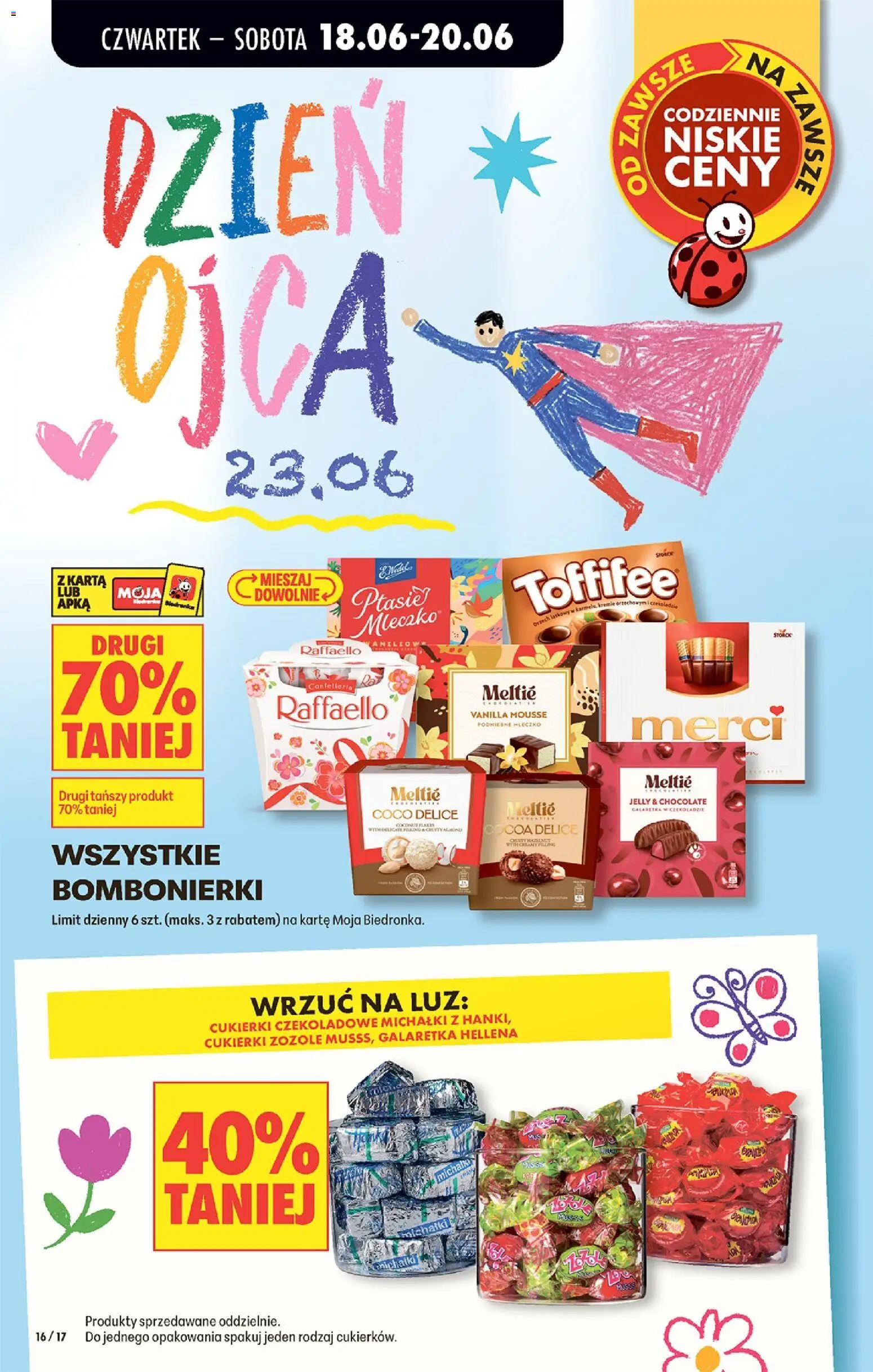 Biedronka gazetka od czwartku od 18.06.2026 | Strona: 18 | Produkty: Galaretka, Cukierki czekoladowe, Merci, Podniebne mleczko