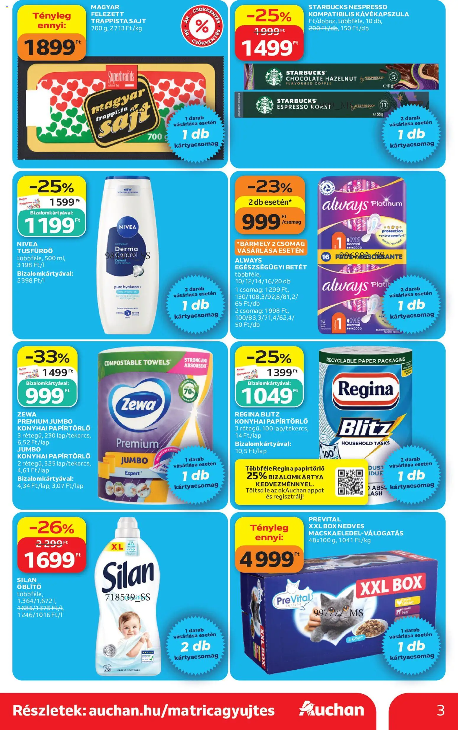 Auchan akciós ujság - amely érvényes a következő dátumtól: 18.06.2026 | Oldal: 3 | Termékek: Kávékapszula, Öblítő, Sajt, Trappista sajt
