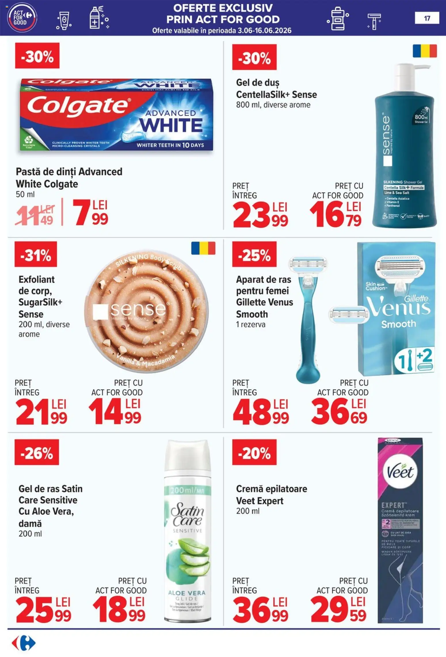 Noul catalog Carrefour – valabil de la 17.06.2026 | Pagină: 17 | Produse: Lime, Cremă, Gel de duș, Cremă depilatoare