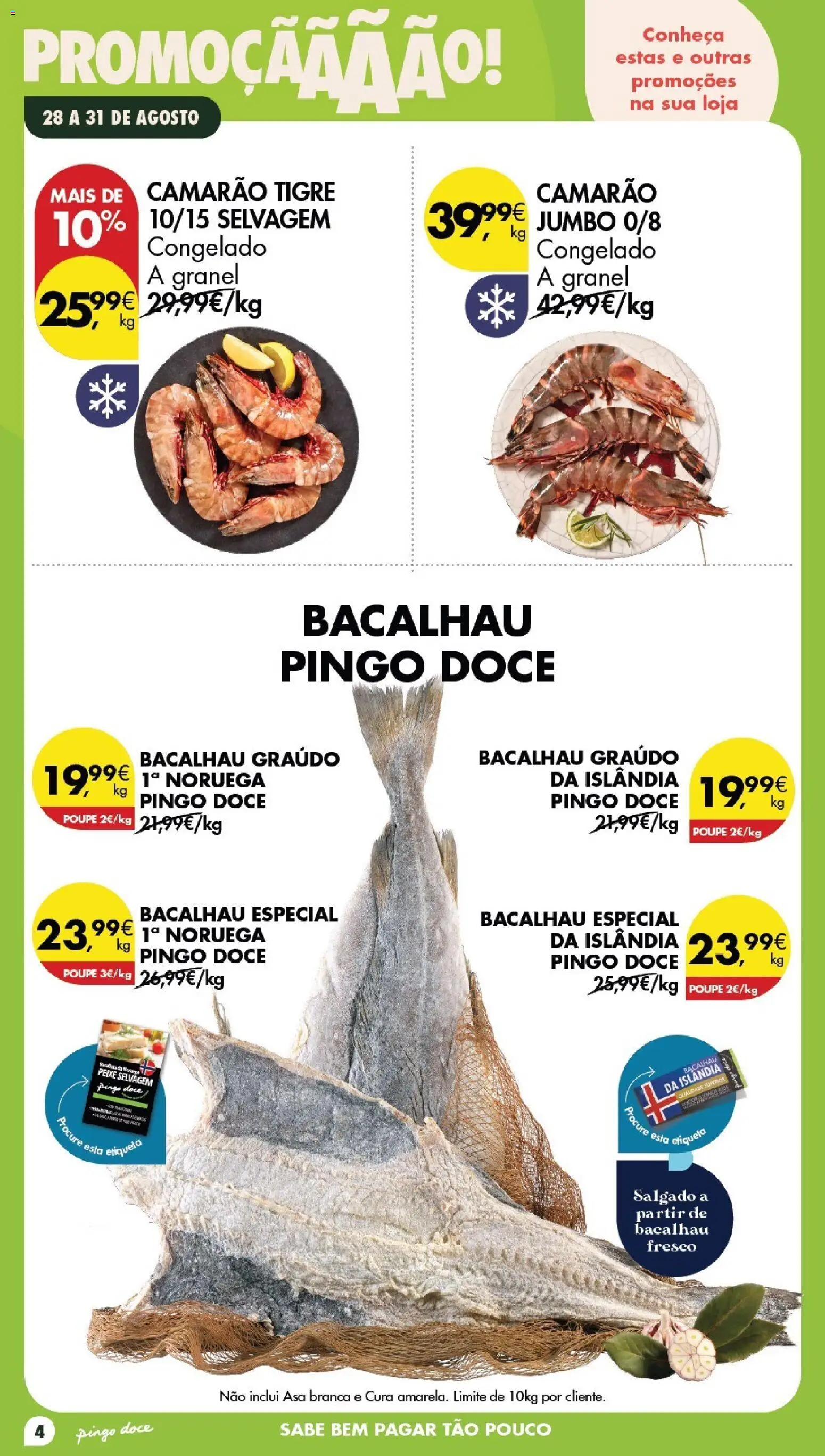 Pingo Doce Poupe este Fim de Semana │ válido de 28/08/2026 | Página: 4 | Produtos: Bacalhau, Camarão, Peixe