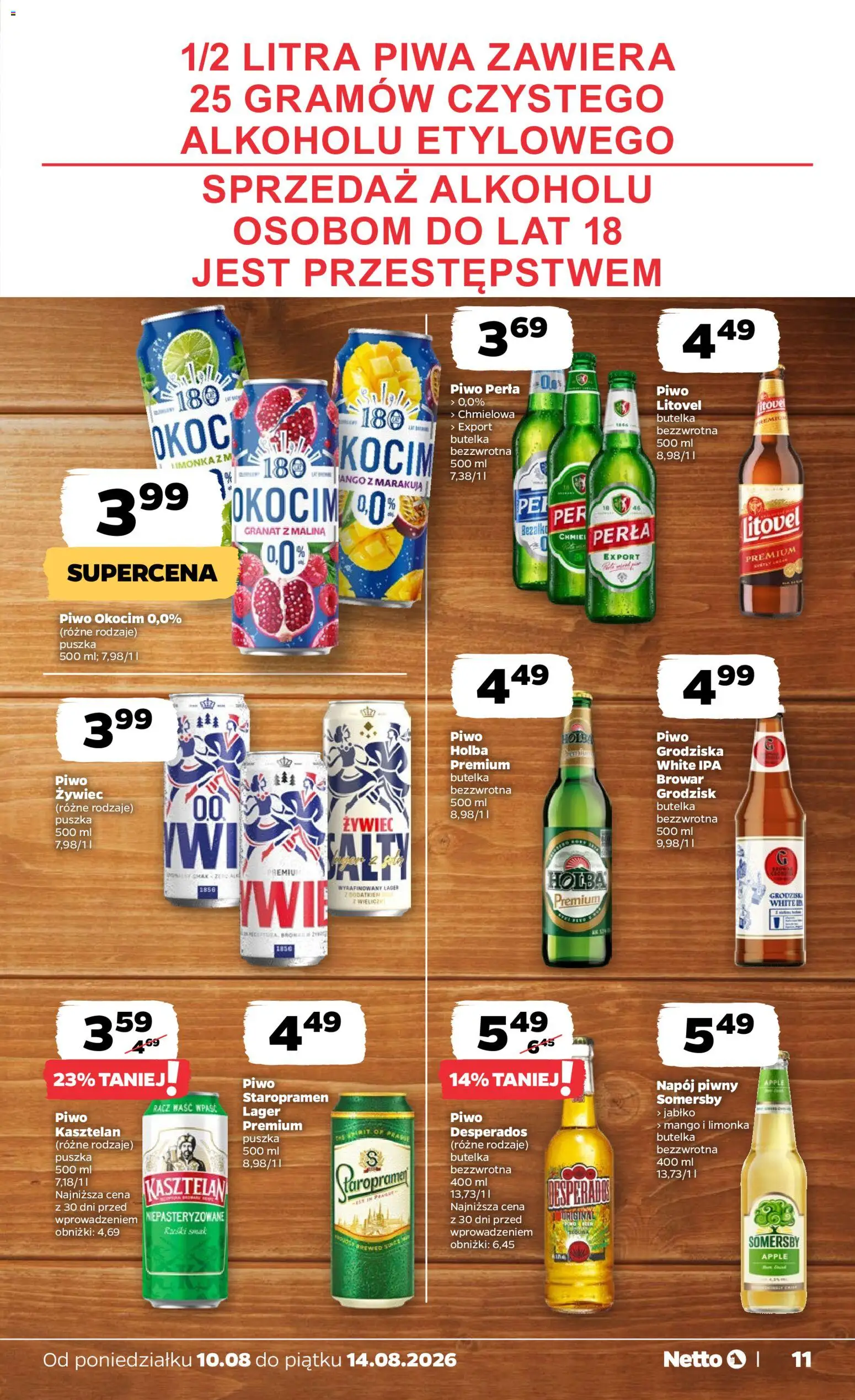 Netto gazetka od poniedziałku od 10.08.2026 | Strona: 11 | Produkty: Mango, Malina, Piwo Desperados, Somersby