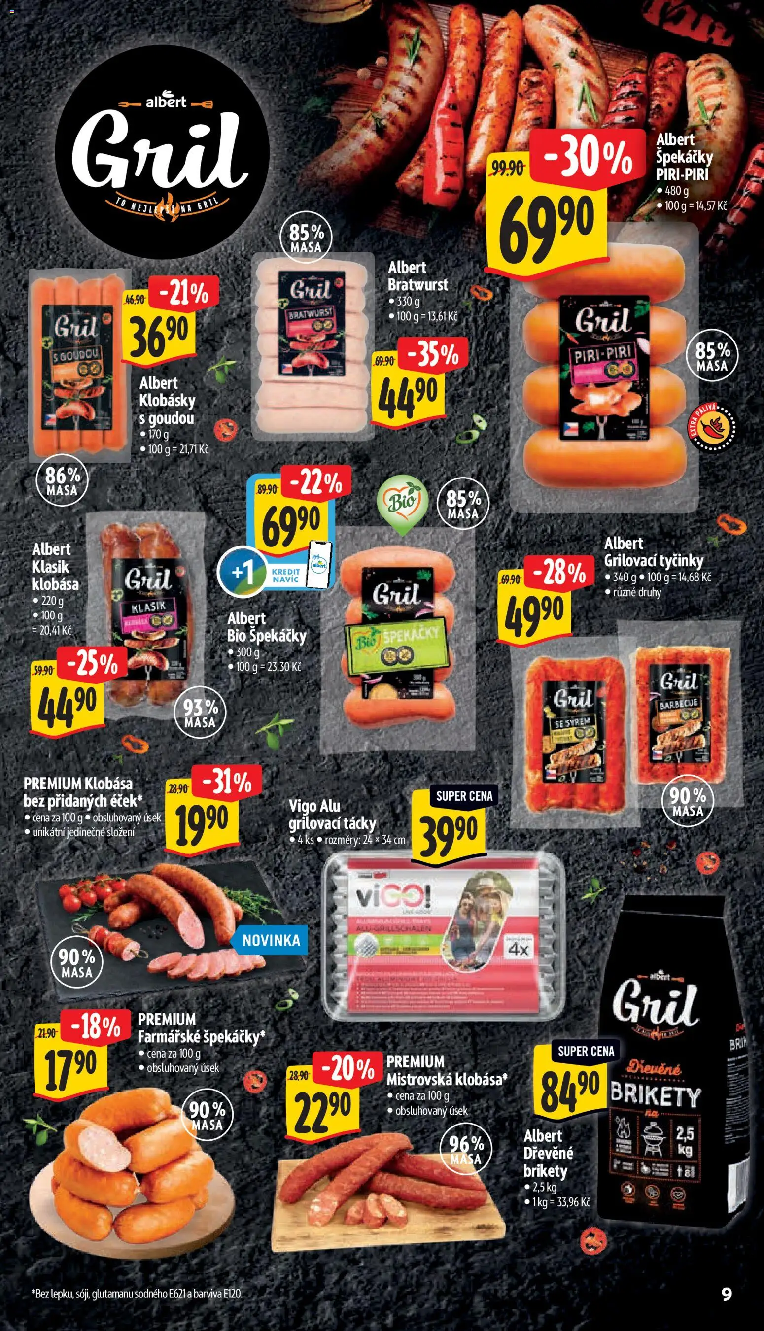 Albert leták - Supermarket od 17.06.2026 | Strana: 17 | Produkty: Dřevěné brikety, Špekáčky, Tyčinky, Klobása