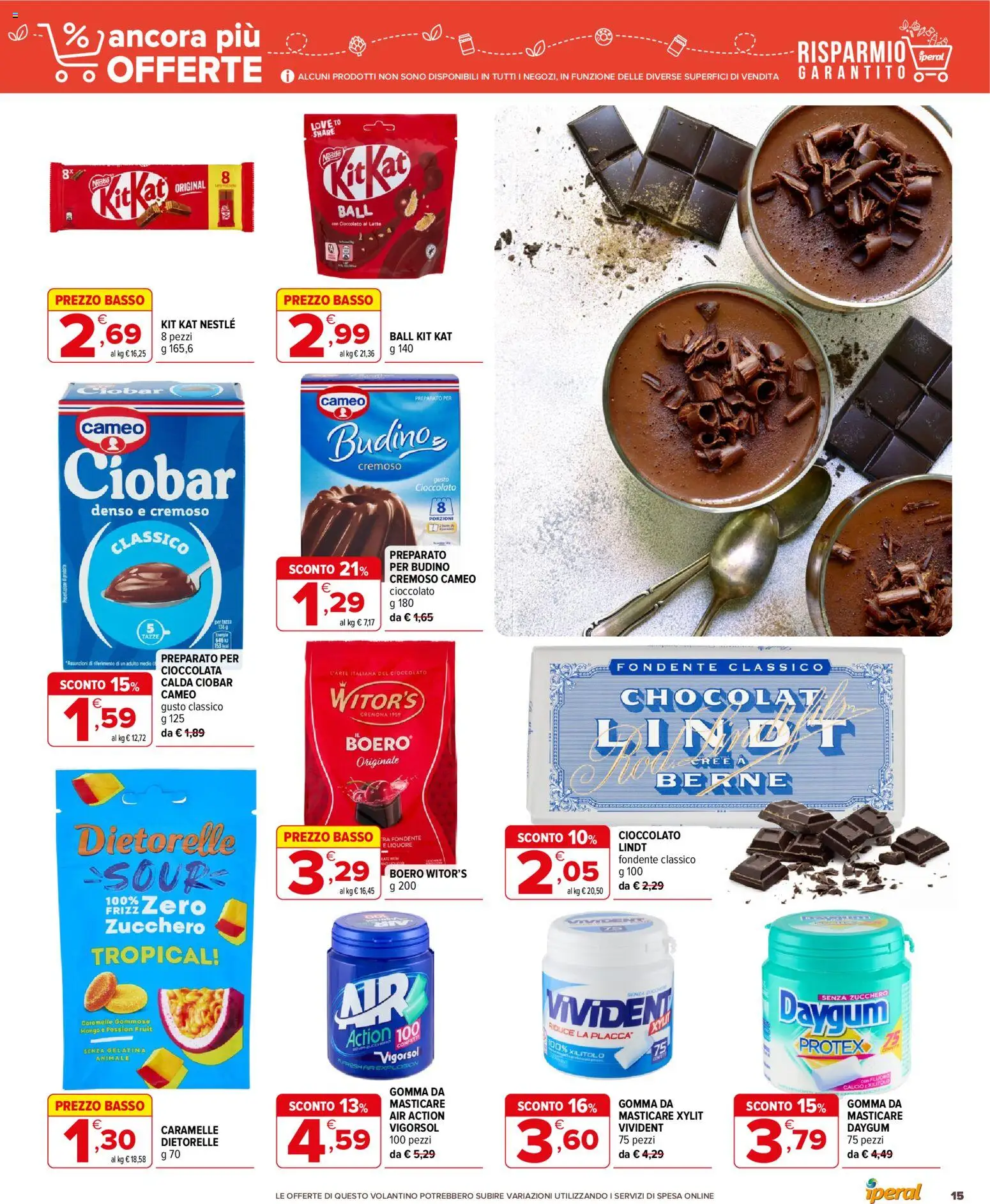 Volantino Iperal del 16/09/2026 | Pagina: 15 | Prodotti: Cioccolato, Lindt, Latte, Basso
