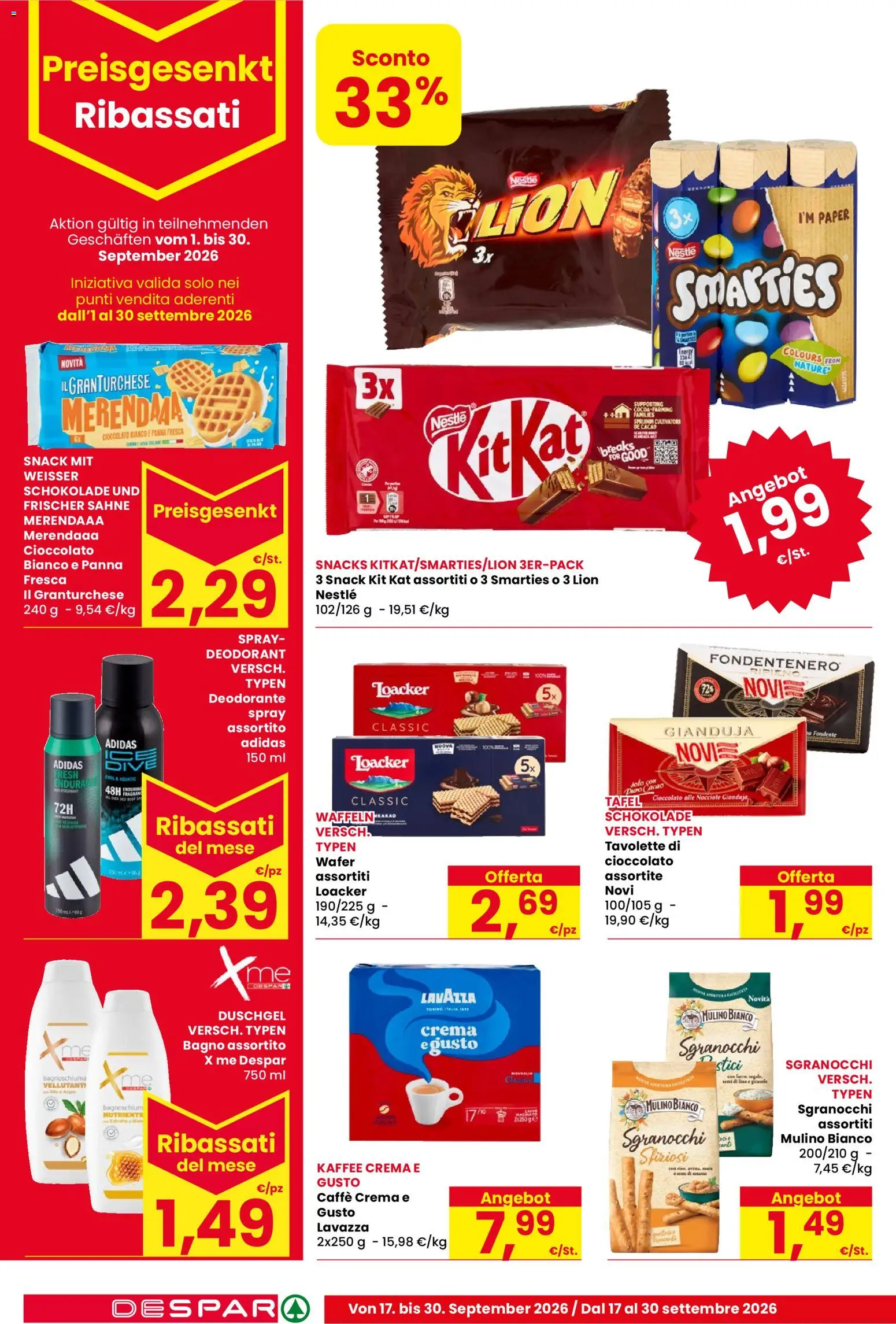 Volantino Eurospar del 17/09/2026 | Pagina: 16 | Prodotti: Panna, Cacao, Lavazza, Cioccolato bianco