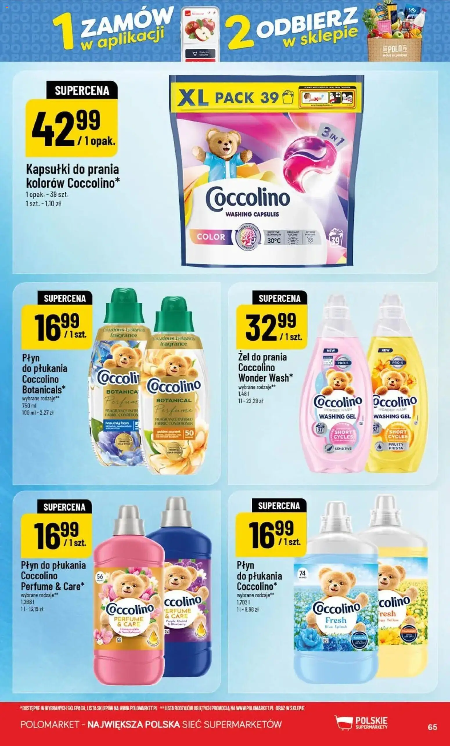 Nowa POLOmarket gazetka od jutra 09.09.2026 | Strona: 65 | Produkty: Płyn do płukania, Kapsułki, Coccolino, Żel do prania