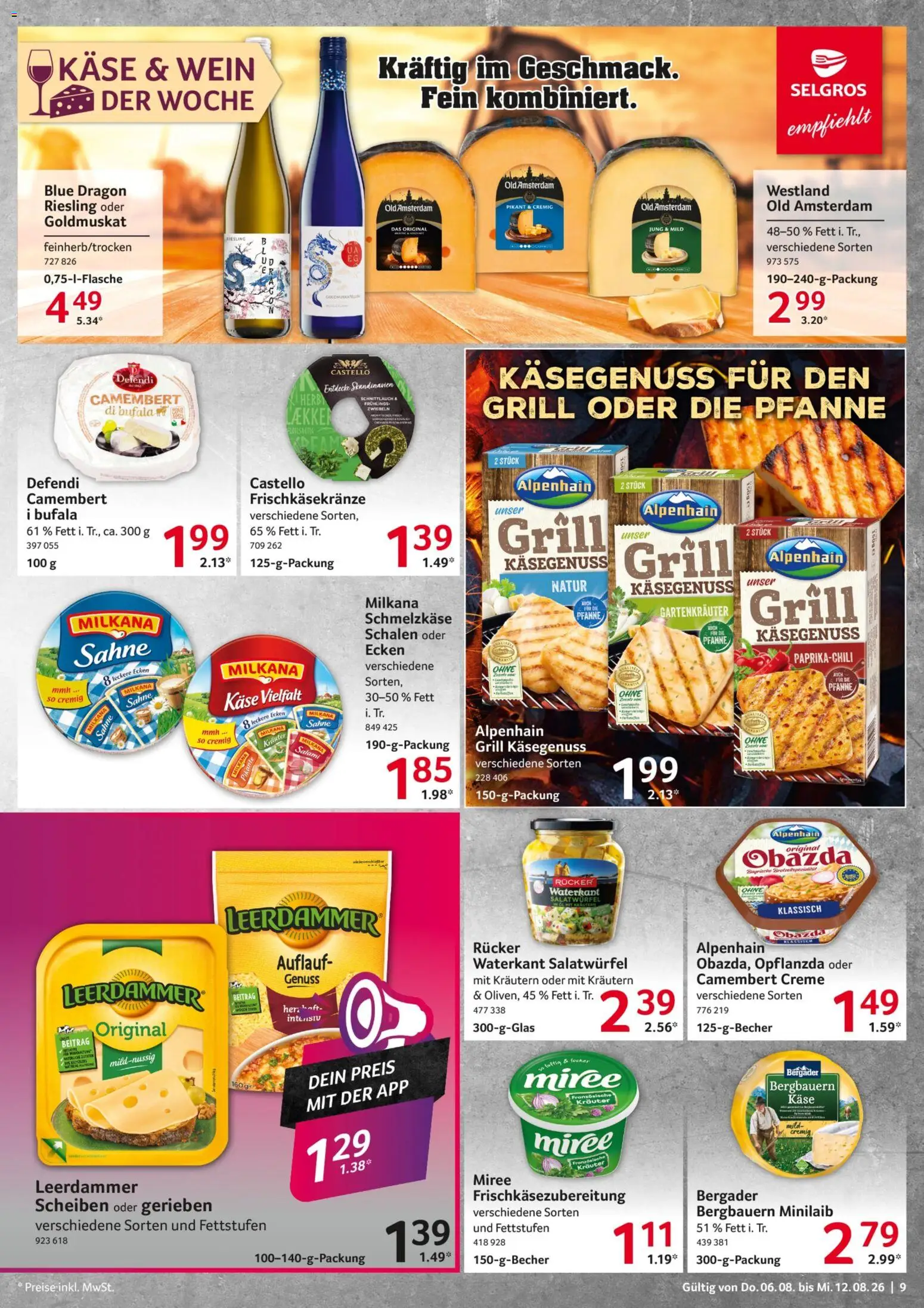 Selgros Prospekt – gültig ab 06.08.2026 | Seite: 9 | Produkte: Grill, Käse, Creme, Salami