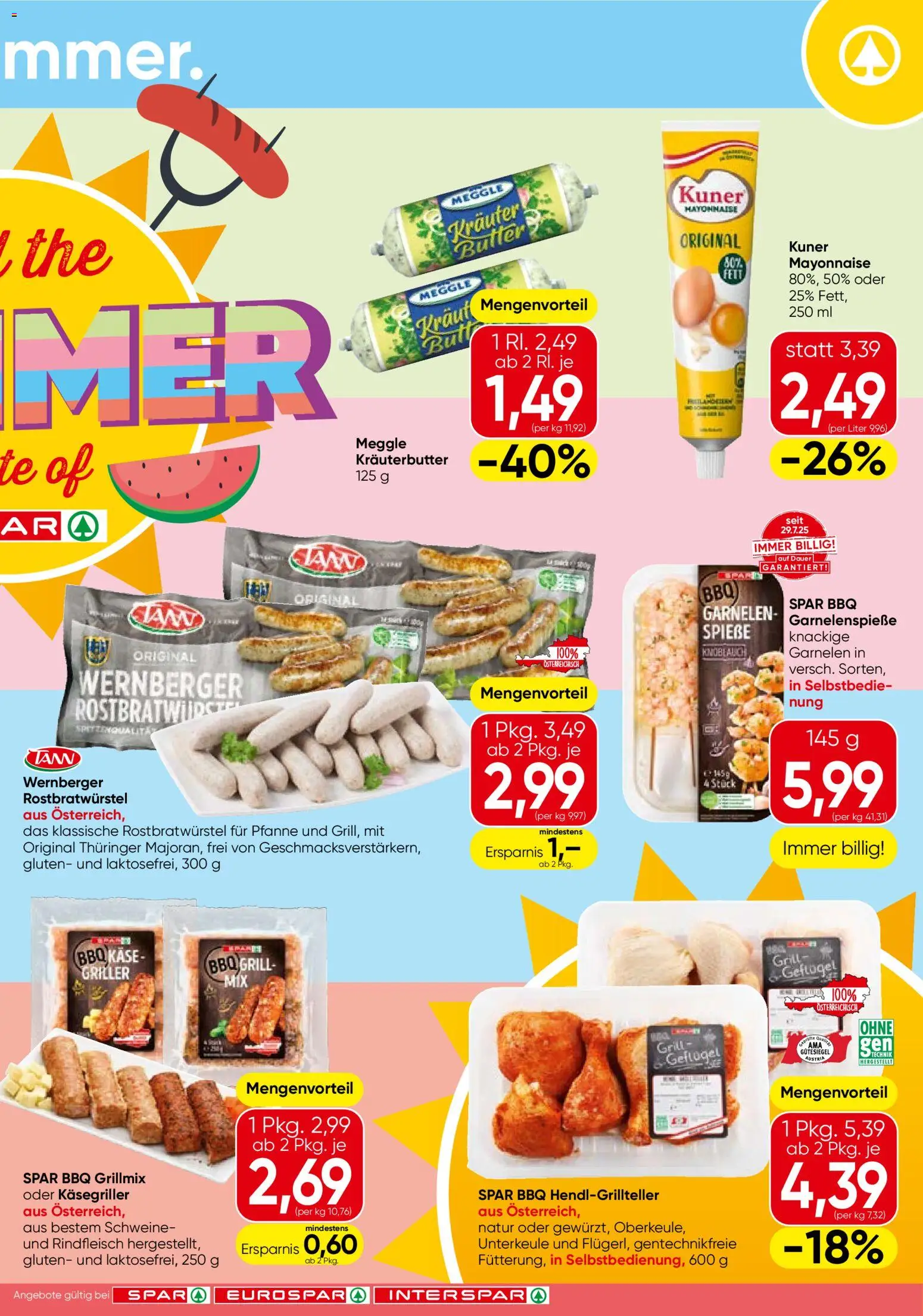 Spar Feel the Summer gültig ab 09.07.2026 | Seite: 3 | Produkte: Mayonnaise, Knoblauch, Kraut, Butter
