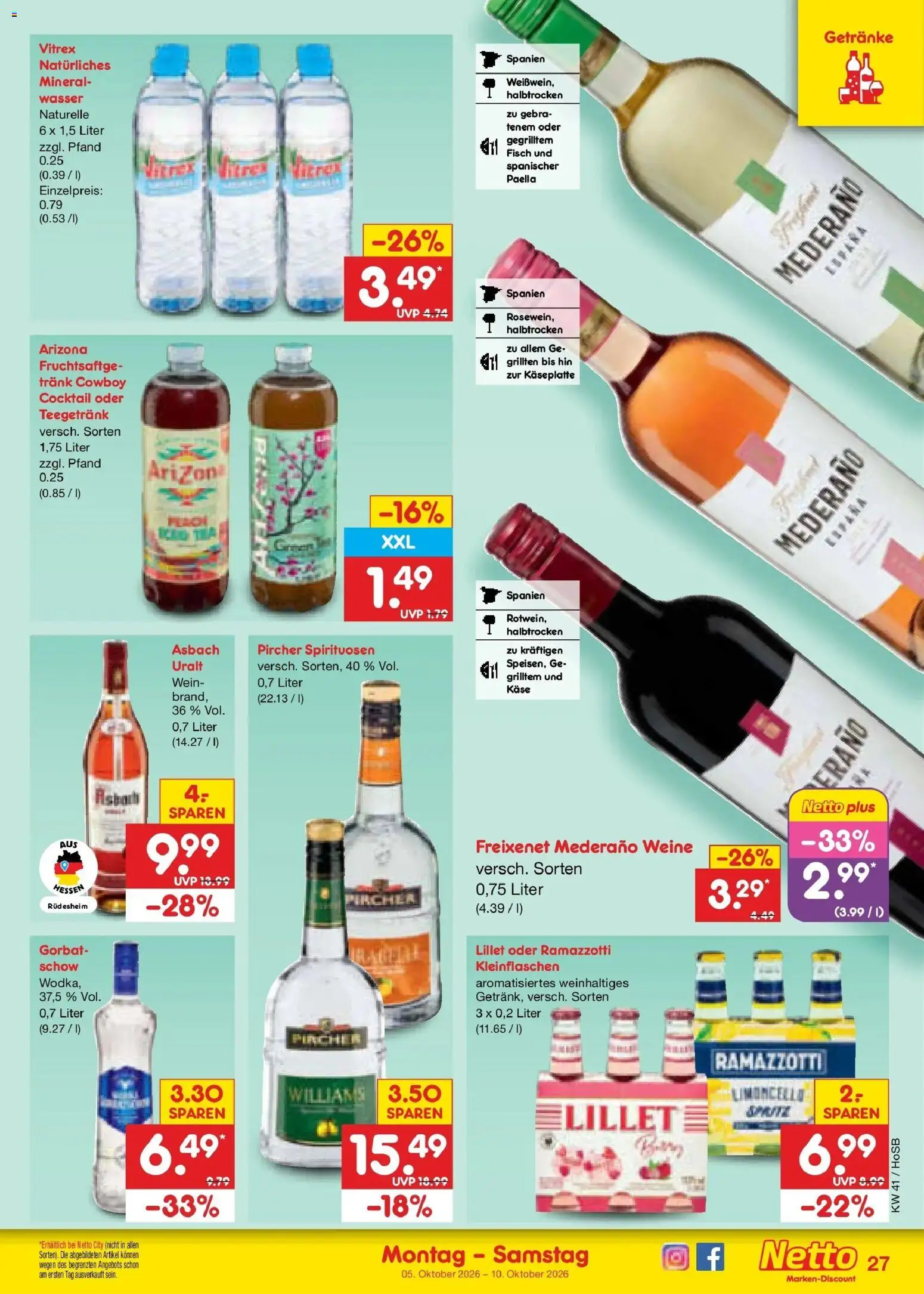 Netto Marken-Discount Prospekt Hannover – gültig ab 05.10.2026 | Seite: 31 | Produkte: Freixenet mederano, Lillet, Fisch, Limoncello