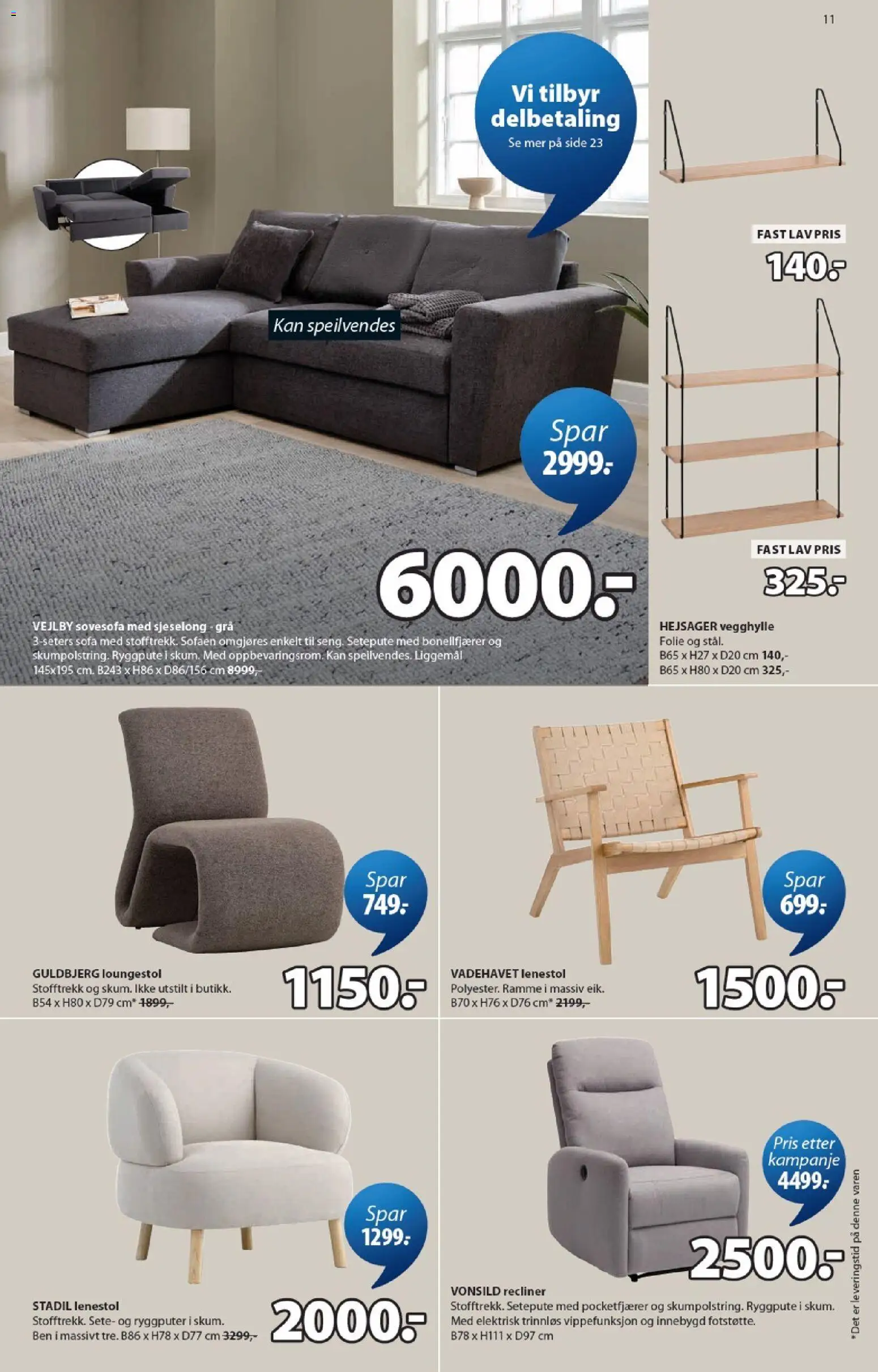 {H1} | Side: 11 | Produkter: Sovesofa, Lenestol, Sofa, Sjeselong
