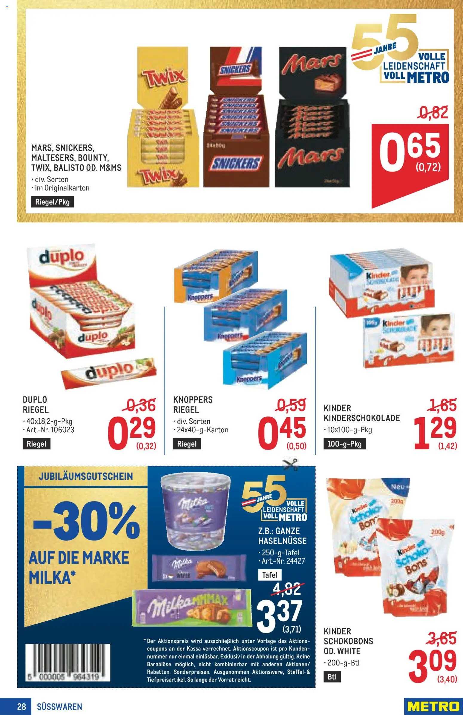 Metro angebote Profi gültig ab 20.08.2026 | Seite: 28 | Produkte: Haselnüsse, Snickers, Süßwaren