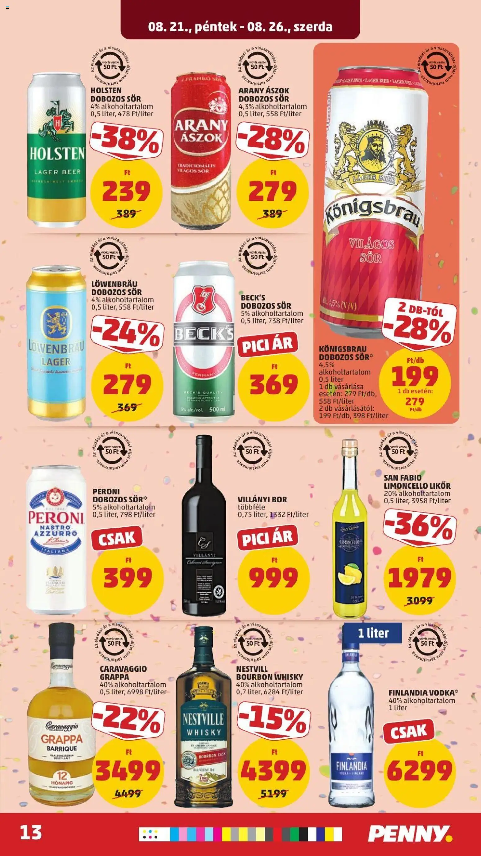 PENNY akciós ujság - amely érvényes a következő dátumtól: 2026.08.21. | Oldal: 17 | Termékek: Löwenbräu, San Fabio, Vodka, Whisky