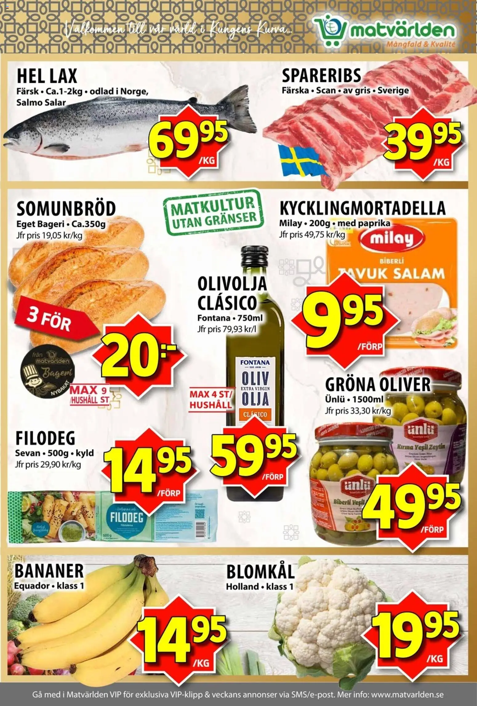 Matvärlden reklamblad aktuell från 07/09/2026 | Sida: 5 | Produkter: Bageri, Oliver, Paprika, Bananer