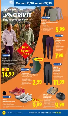 CRIVIT Legging de sport thermique, tailles S - L, déperlant, extra chaud grâce à l'intérieur gratté, avec poche pour smartphone - Voorbeeld van een folder van Lidl, geldig van 19/10/2026 | Pagina: 28 | Producten: Leggings, Smartphone, La, Legging