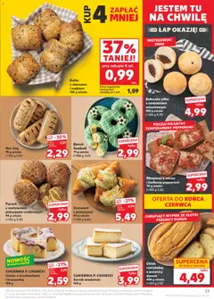 Pogląd oferty "Kaufland gazetka" - ważna od 11.06.2026 | Strona: 33 | Produkty: Kiełbasa, Ciasto, Bułka, Donut