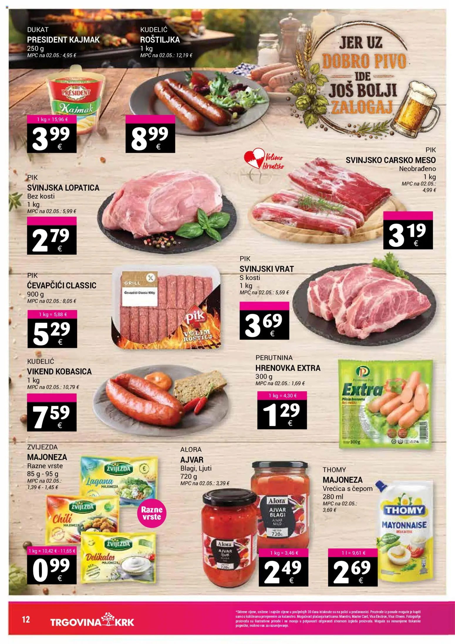 Trgovina Krk katalog | vrijedi od 01.08.2026 | Stranica: 12 | Proizvodi: Svinjski vrat, Svinjska lopatica, Ajvar, Kobasica