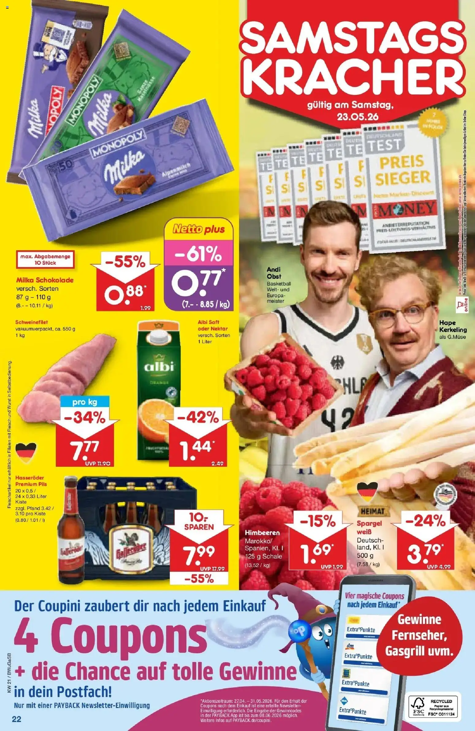 Netto Marken-Discount Prospekt Bremen-Lesum	 – gültig ab 18.05.2026 | Seite: 24 | Produkte: Milka schokolade, Obst, Saft, Fleisch