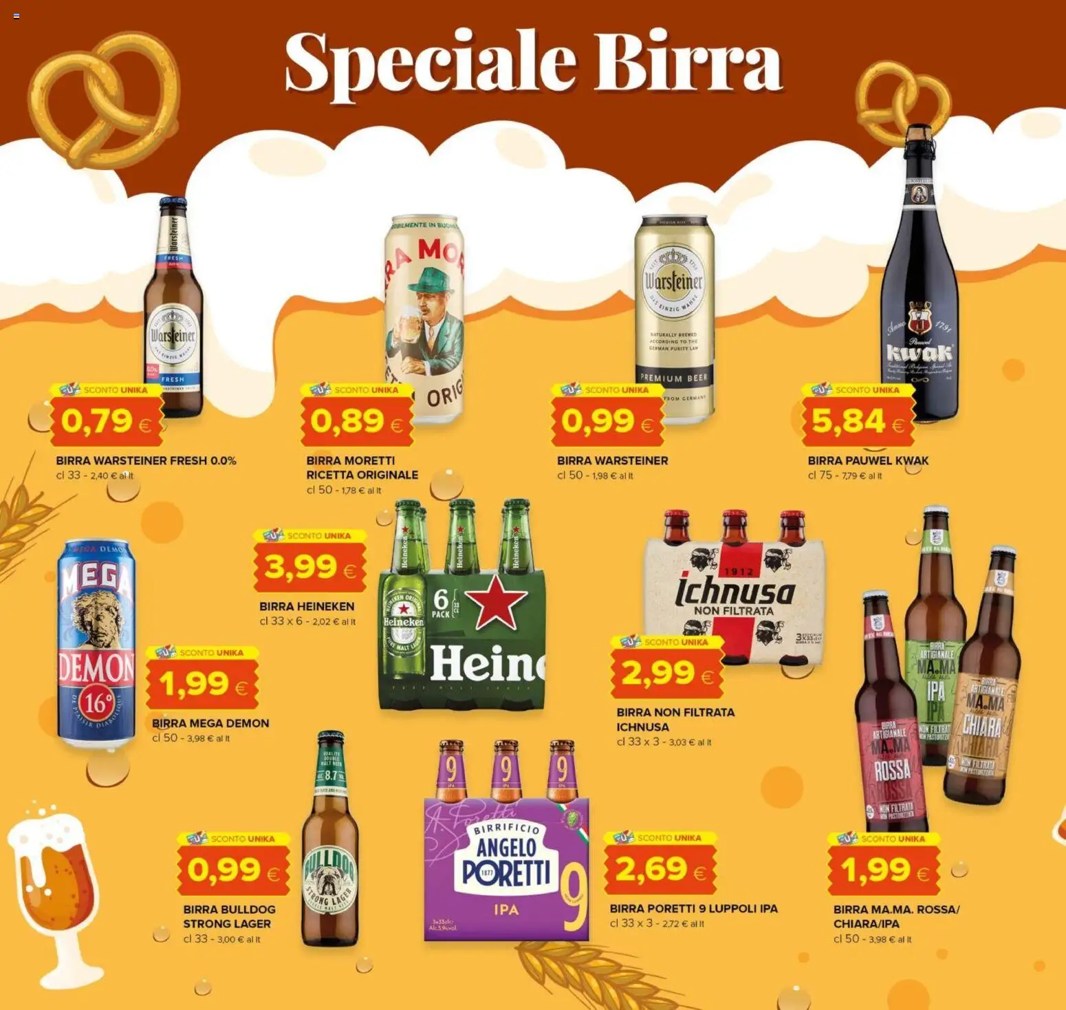Volantino Oasi del 10/08/2026 | Pagina: 18 | Prodotti: Birra, Birra Warsteiner, Birra Moretti, Heineken