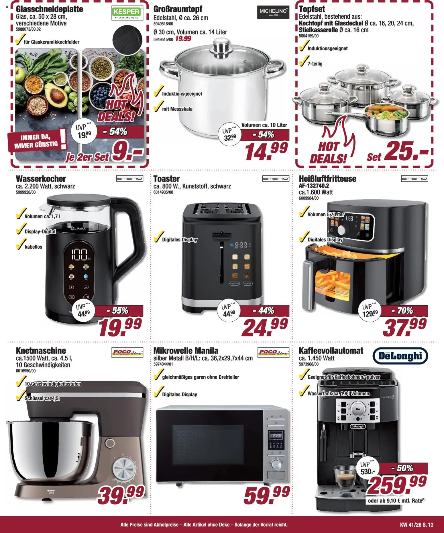 Poco Prospekt – gültig ab 04.10.2026 | Seite: 13 | Produkte: Mikrowelle, Toaster, Kaffeevollautomat, Heißluftfritteuse