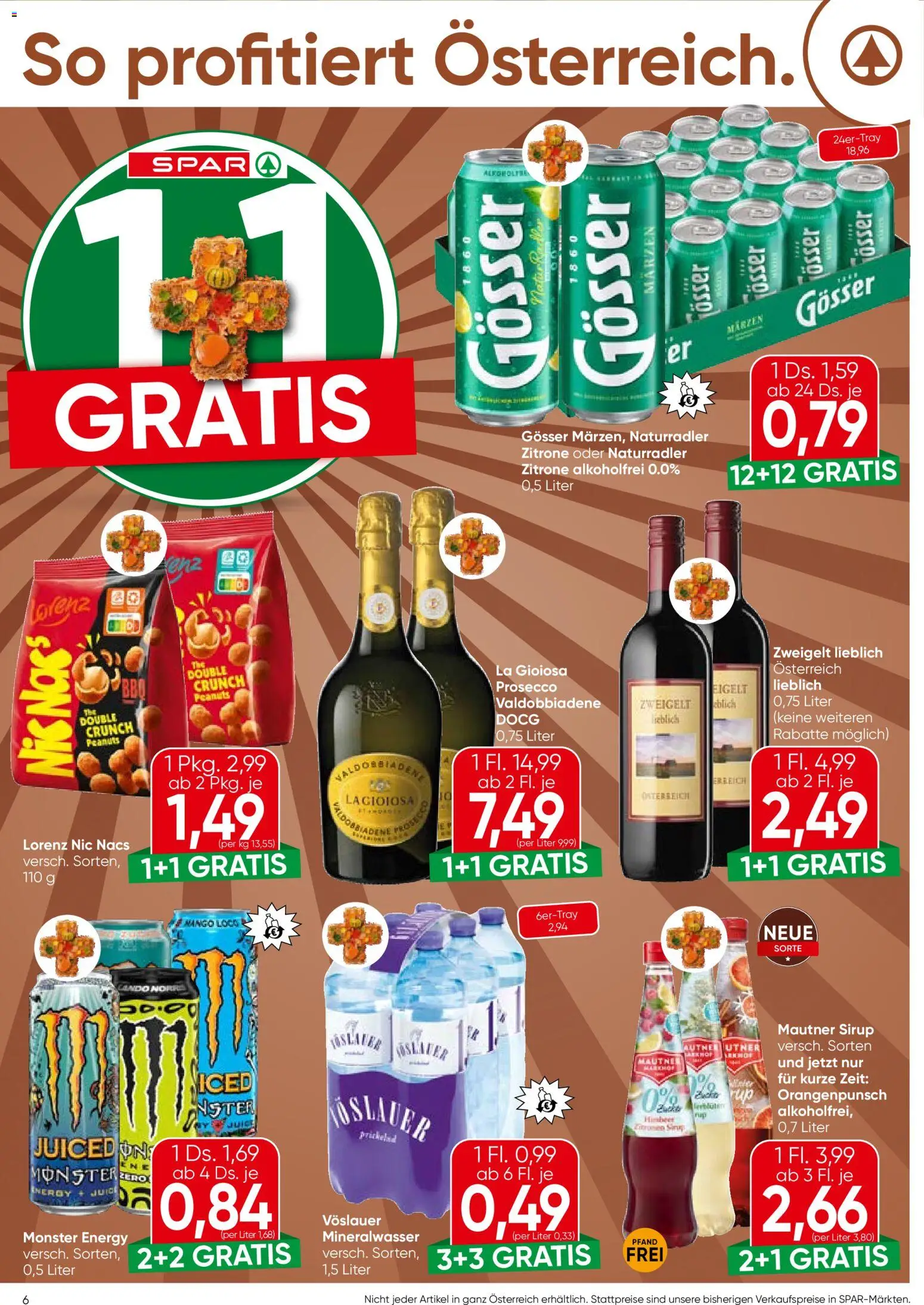 Spar Flugblatt gültig ab 08.10.2026 | Seite: 6 | Produkte: Zitrone, Mango, Prosecco, Mineralwasser