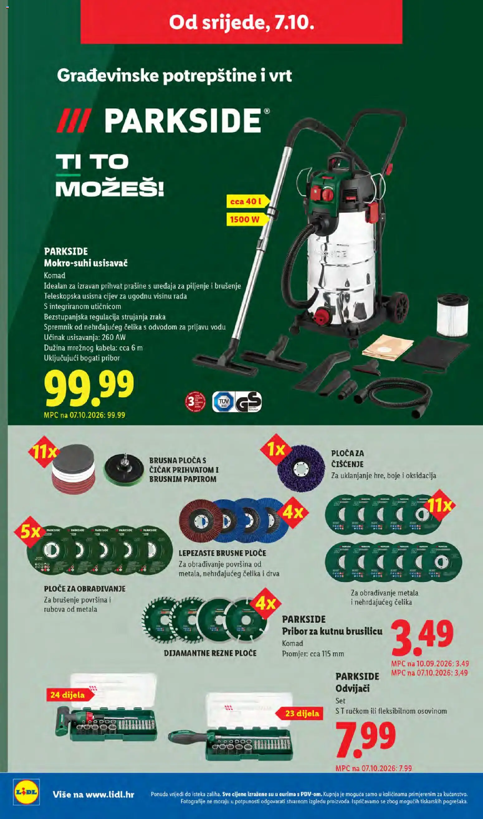 Lidl katalog | vrijedi od 05.10.2026 | Stranica: 42 | Proizvodi: Usisavač, Set alata, Parkside
