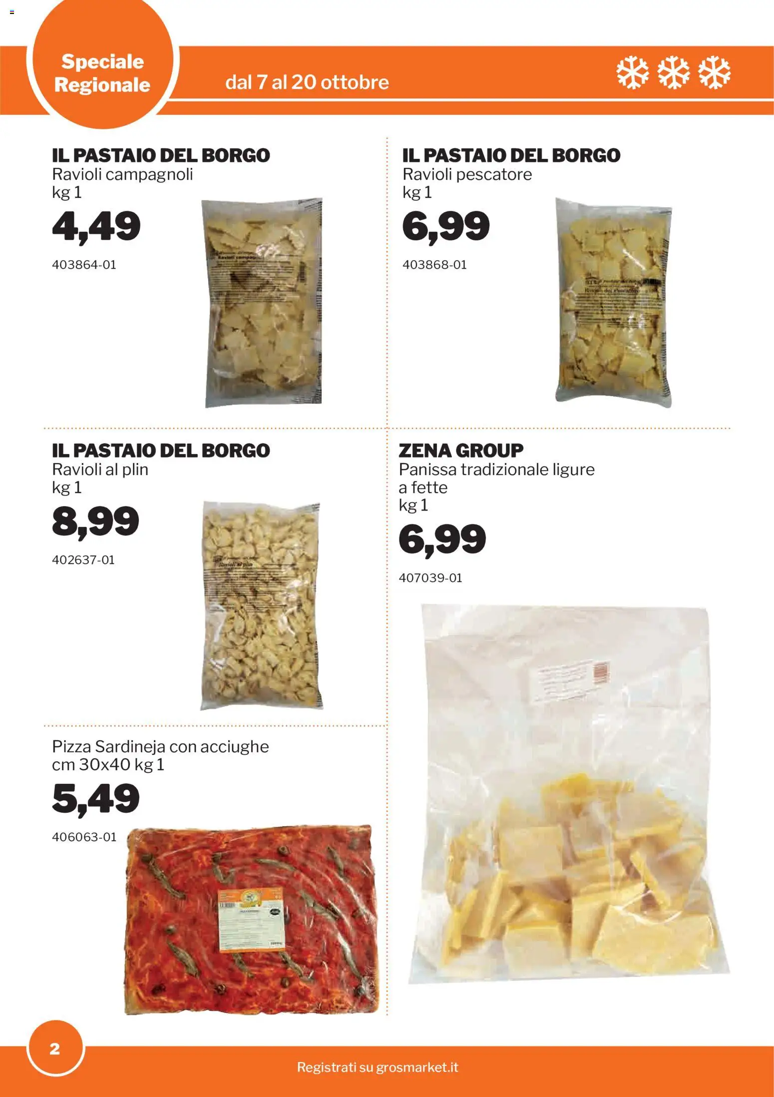 Volantino Sogegross del 07/10/2026 | Pagina: 2 | Prodotti: Pizza, Acciughe, Ravioli