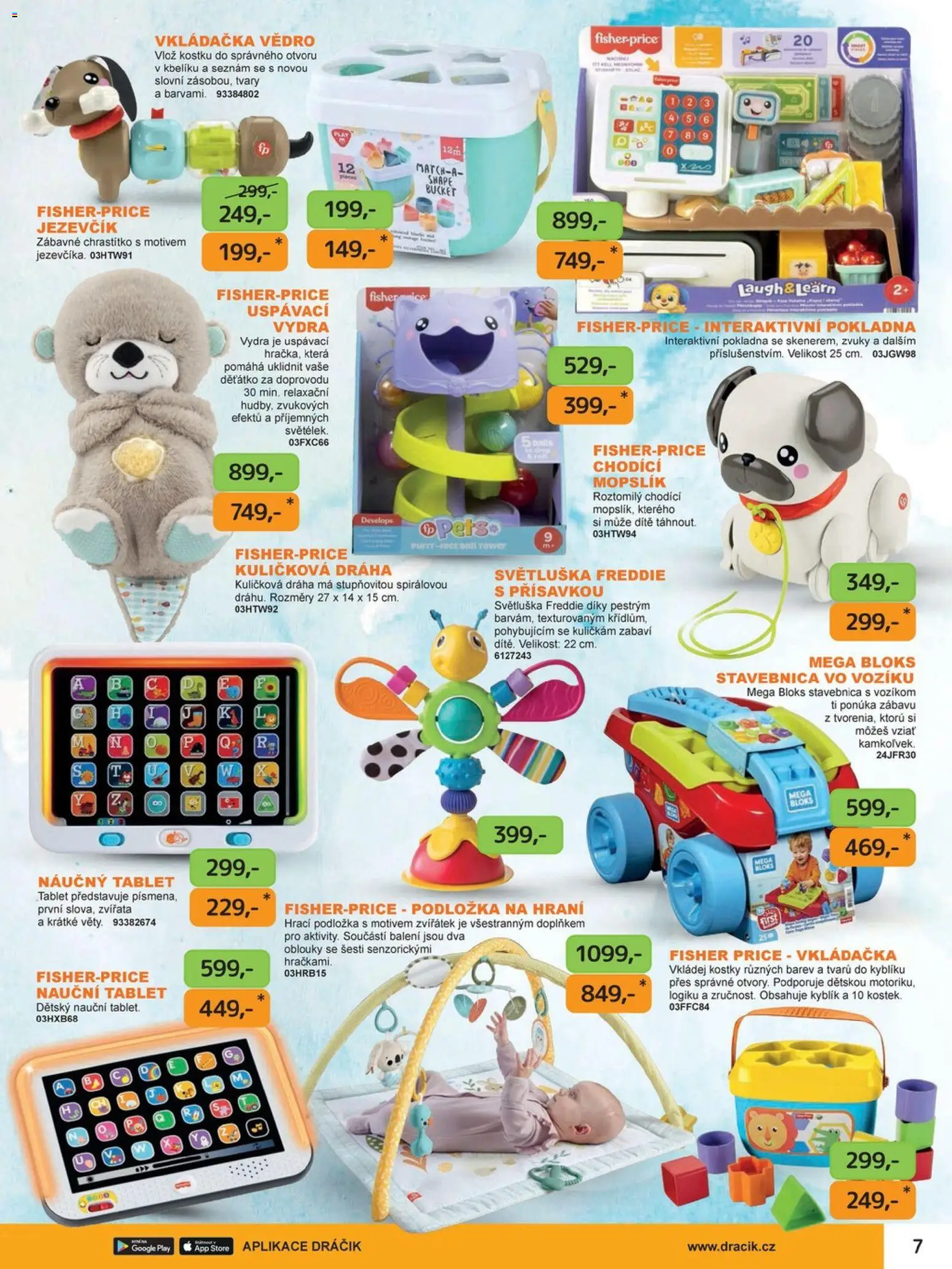Dráčik katalog - Vánoce od 08.10.2026 | Strana: 7 | Produkty: Fisher price, Kuličková dráha, Pokladna, Tablet