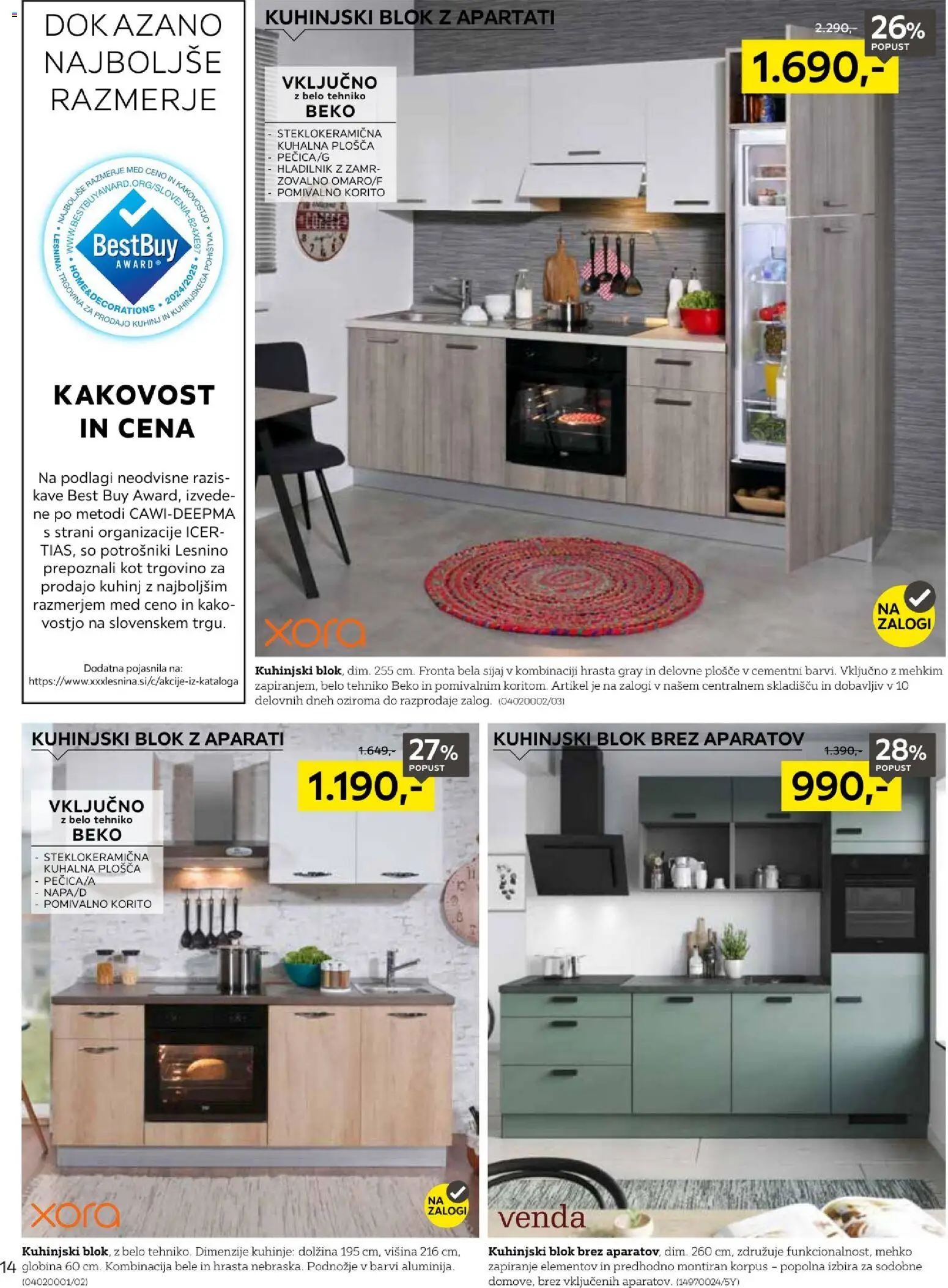 Novi XXXL Lesnina katalog ponudbe – veljaven od 07.04.2026 | Stran: 14 | Izdelki: Hladilnik, Kuhalna plosca, Pomivalno korito, Blok