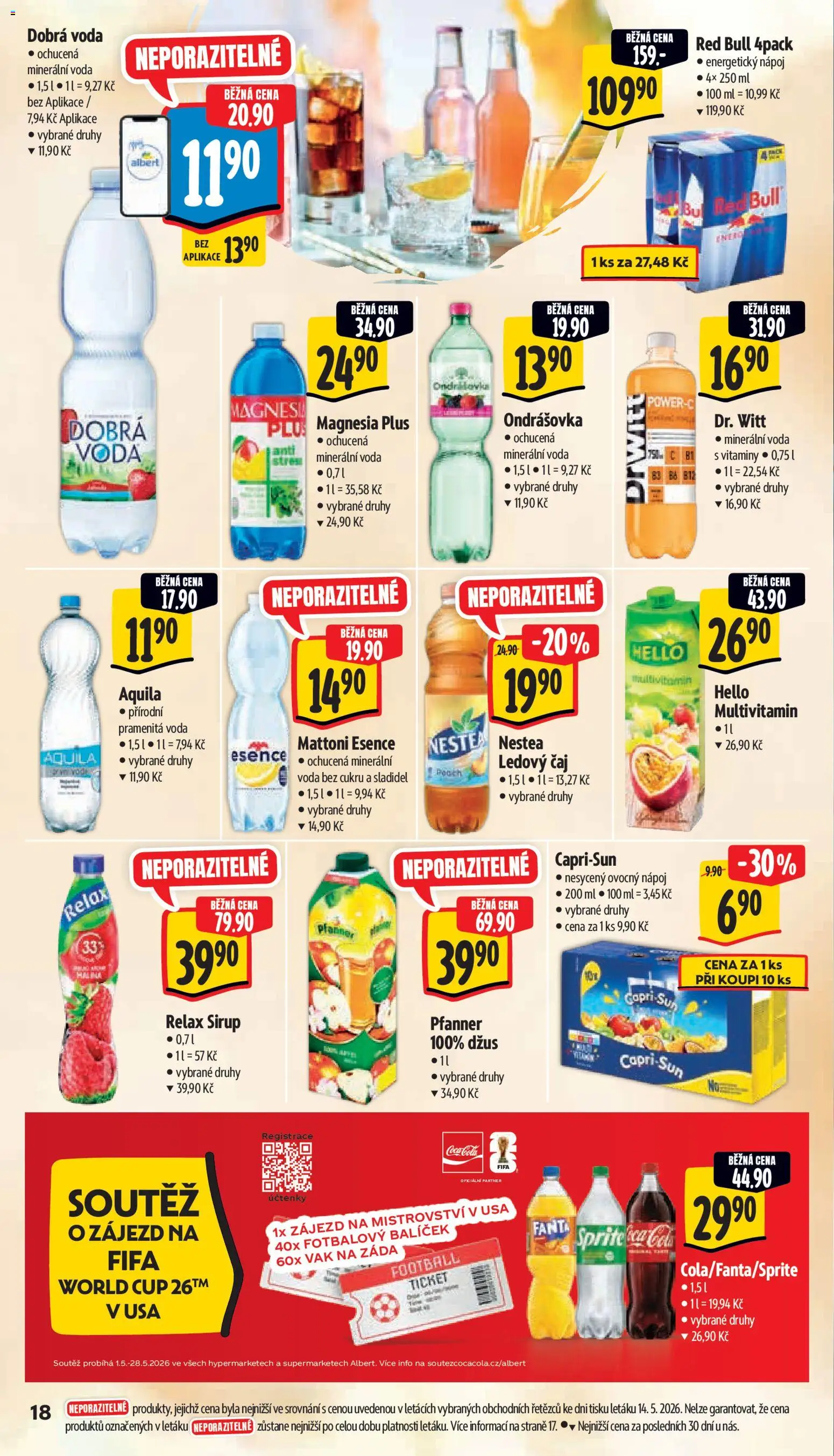 Albert leták - Supermarket od 20.05.2026 | Strana: 26 | Produkty: Mattoni, Sprite, Minerální voda, Mattoni Esence