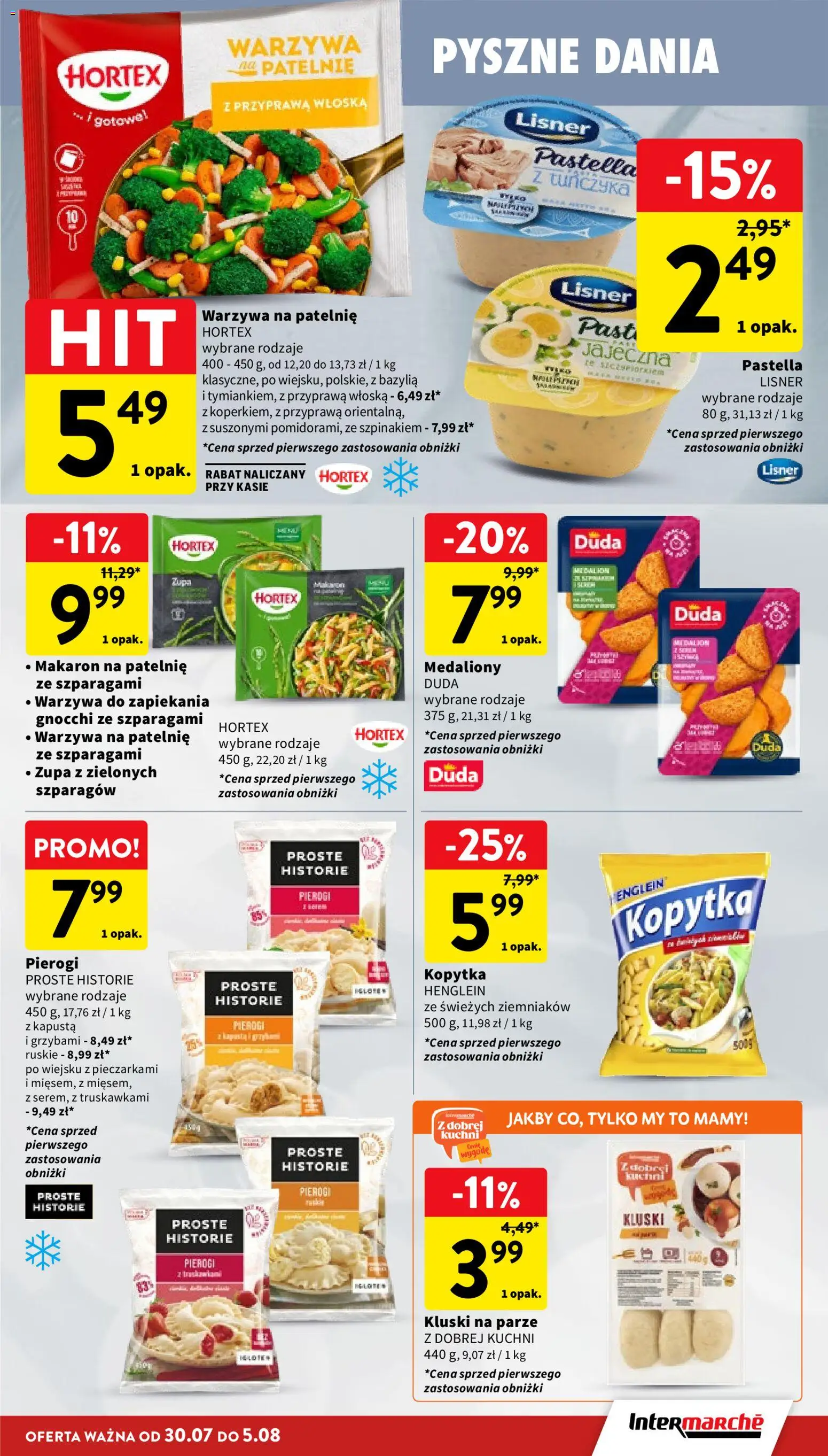 Intermarche gazetka od 30.07.2026 | Strona: 19 | Produkty: Kapusta, Makaron na patelnię, Bazylia, Kluski