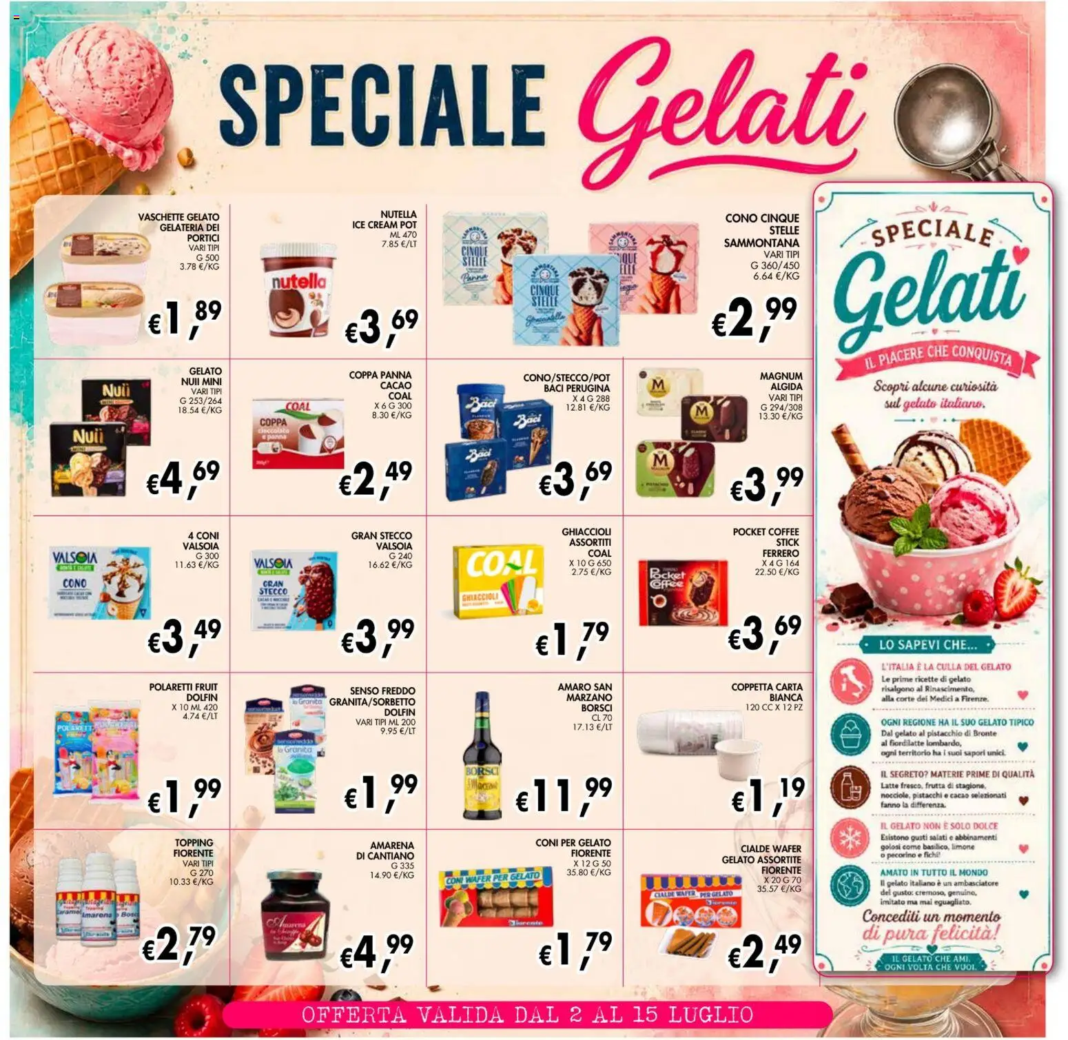 Volantino Coal del 02/07/2026 | Pagina: 18 | Prodotti: Gelato, Frutta, Pistacchi, Pecorino