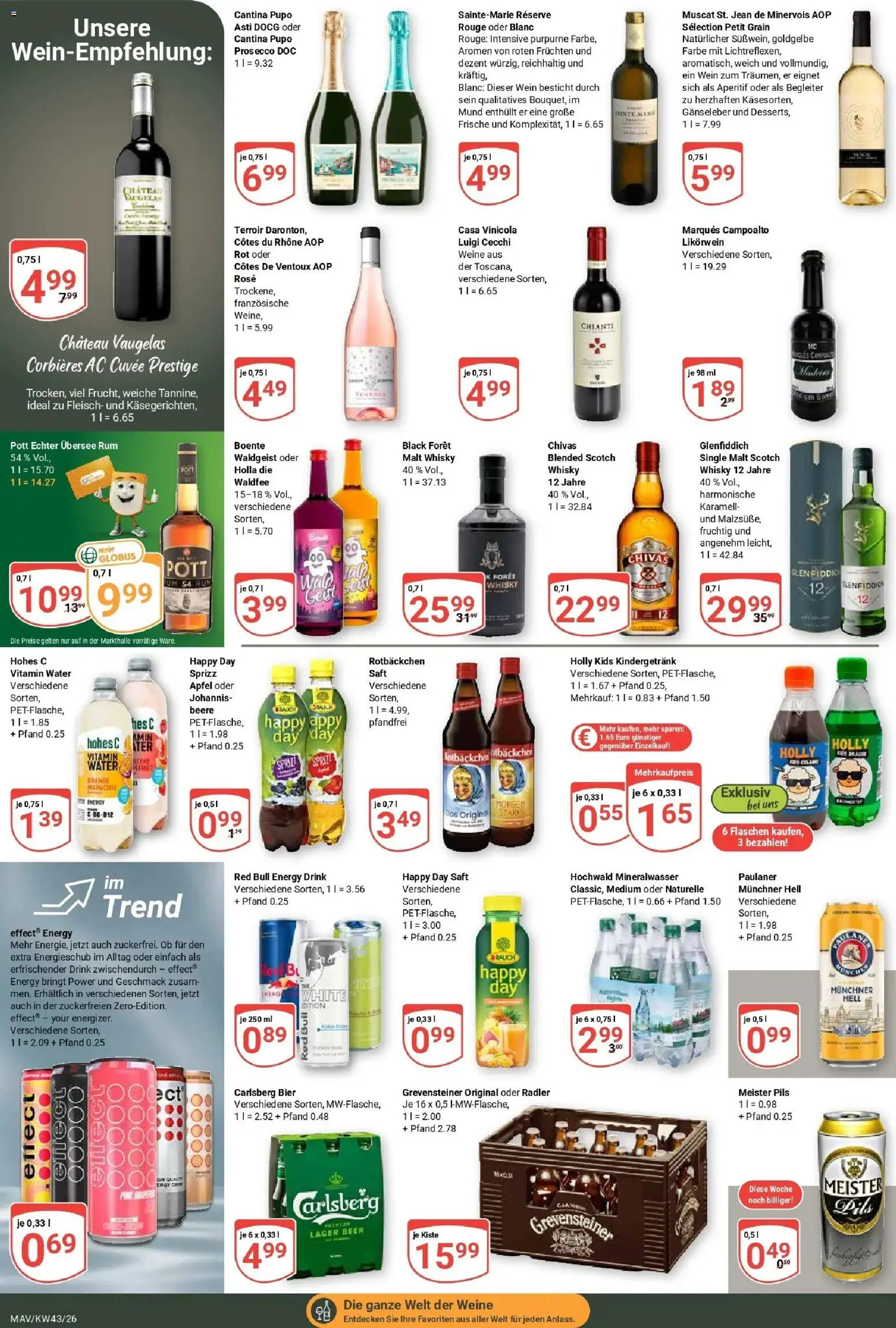 Globus Prospekt Mannheim (ab 19.10.2026) » Angebote online | Seite: 16 | Produkte: Red bull, Bier, Radler, Wein