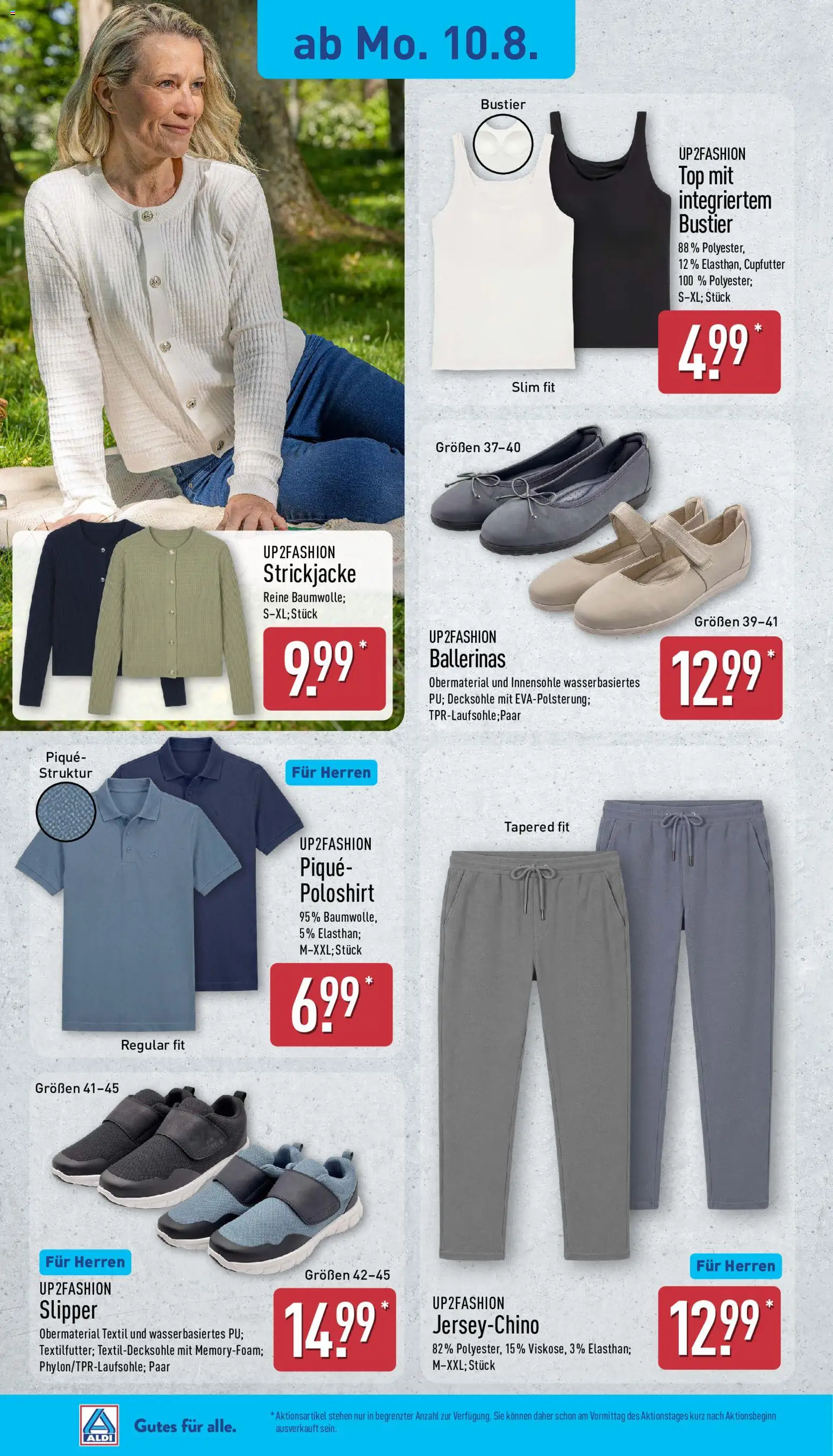 Aldi Prospekt – gültig ab 10.08.2026 | Seite: 20 | Produkte: Shirt, Chinos, Up2fashion, Cardigan