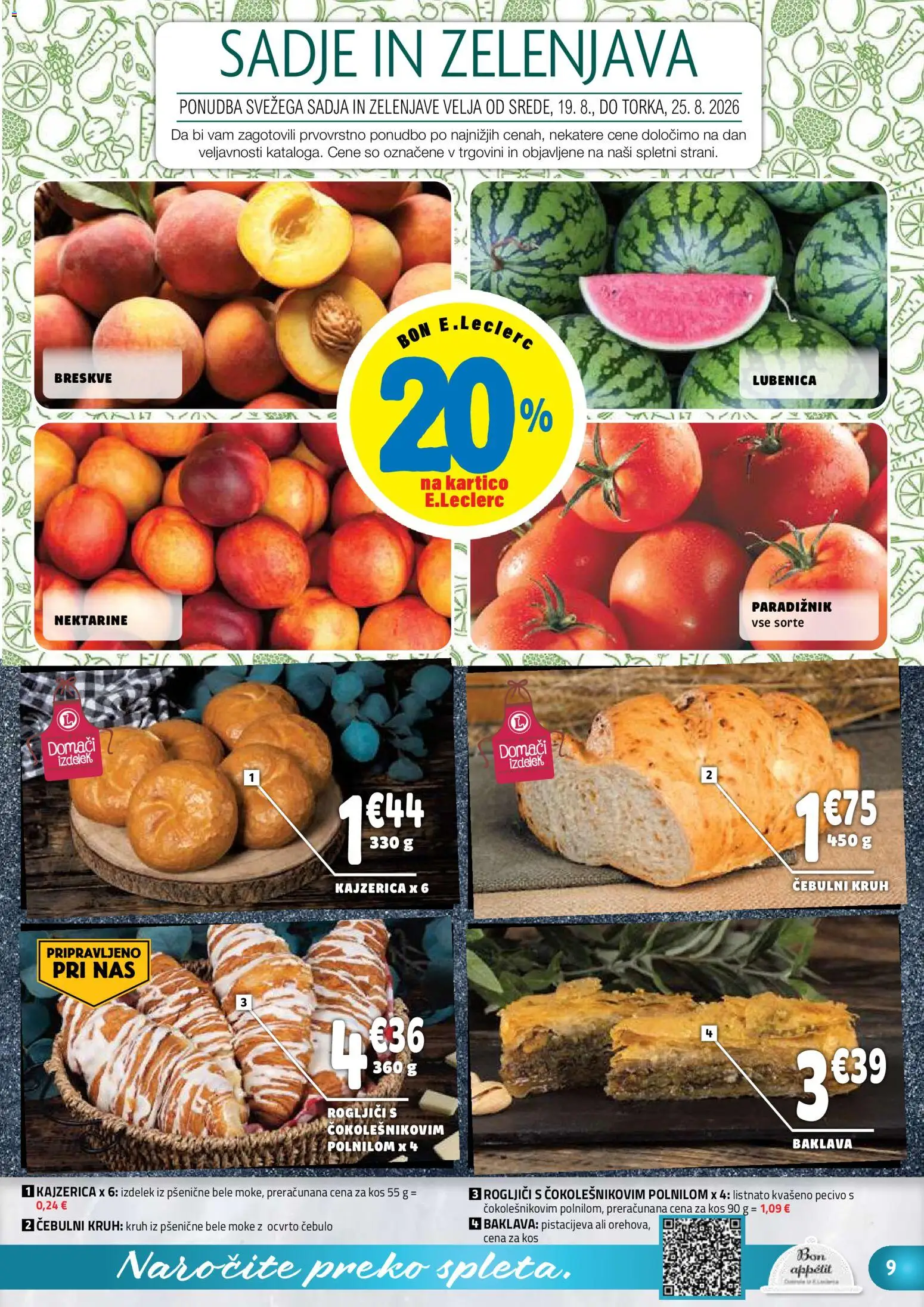 Novi E.leclerc katalog ponudbe – veljaven od 19.08.2026 | Stran: 9 | Izdelki: Kos, Paradiznik, Zelenjava, Nektarine