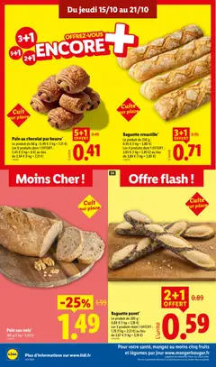 LIDL - Prévisualisation de Baguette pavot*, Le produit de 280 g :, 0,89 € (1 kg = 3,18 €), Les 3 produits dont 1 OFFERT :, 1,78 (1 kg = 2,12 €) au lieu, de 2,67 € (1 kg = 3,18 €) valide à partir de 15/10/2026 | Page: 12
