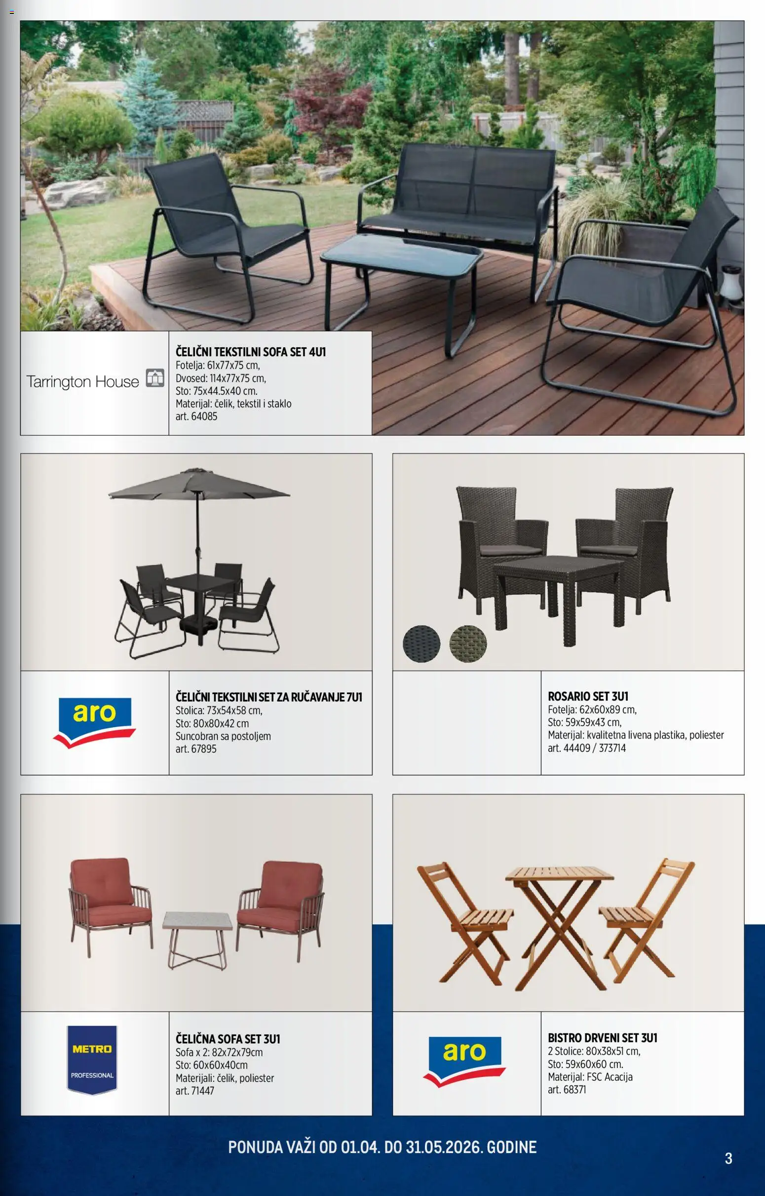 Metro katalog - važi od 01.05.2026 | Strana: 3 | Proizvode: Sto, Stolica, Dvosed, Suncobran