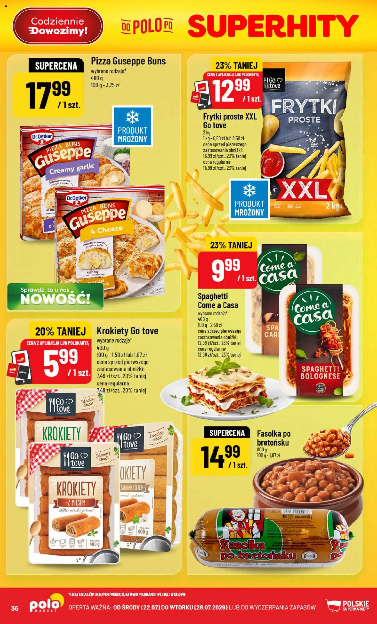 POLOmarket gazetka od 22.07.2026 | Strona: 36 | Produkty: Krokiety, Pizza, Frytki