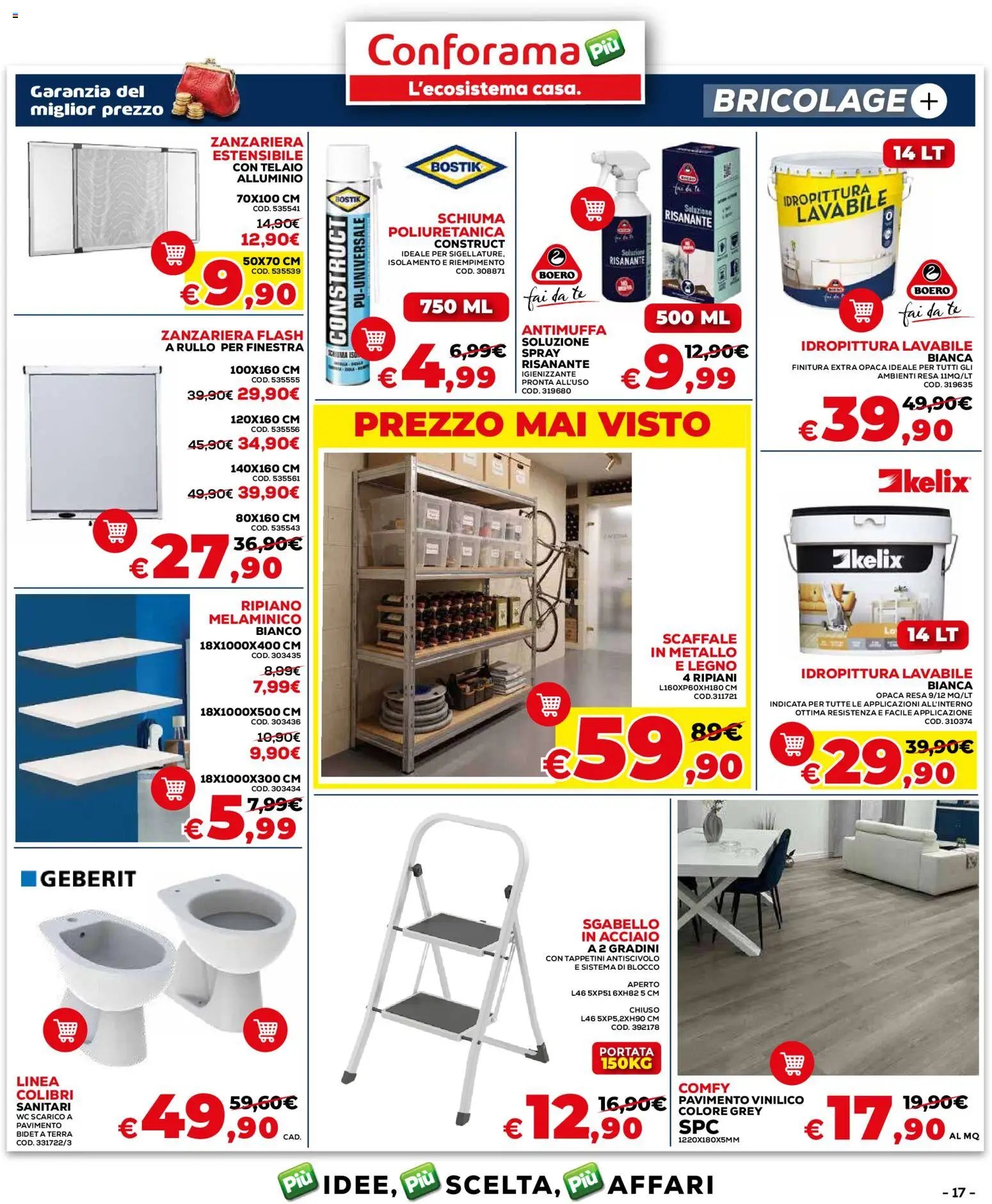 Volantino Conforama del 04.06.2026 | Pagina: 17 | Prodotti: Pavimento, Zanzariera, Sgabello, Scaffale