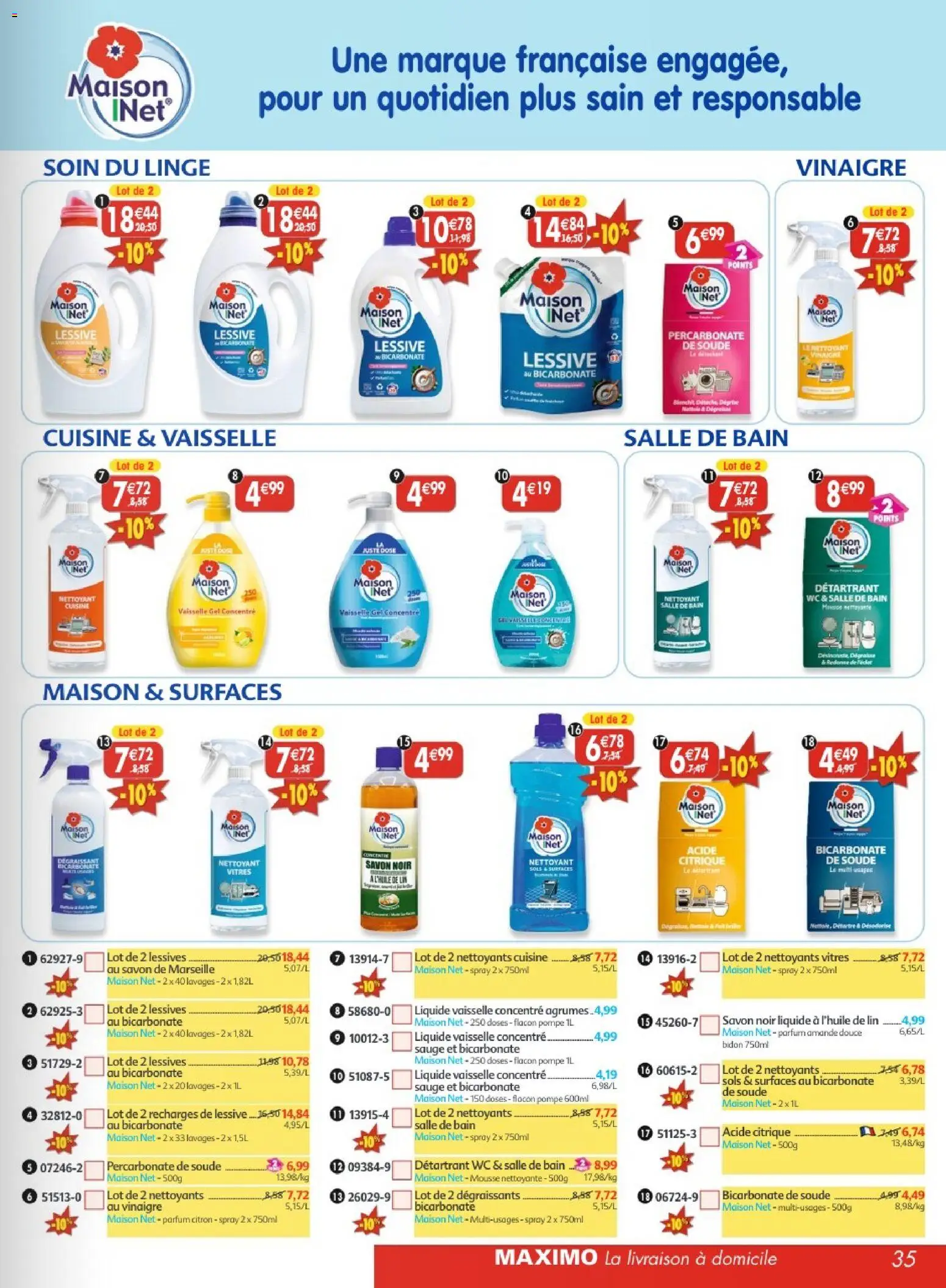{H1} | Page: 35 | Produits: Acide citrique, Savon noir liquide, Liquide vaisselle, Bicarbonate de soude