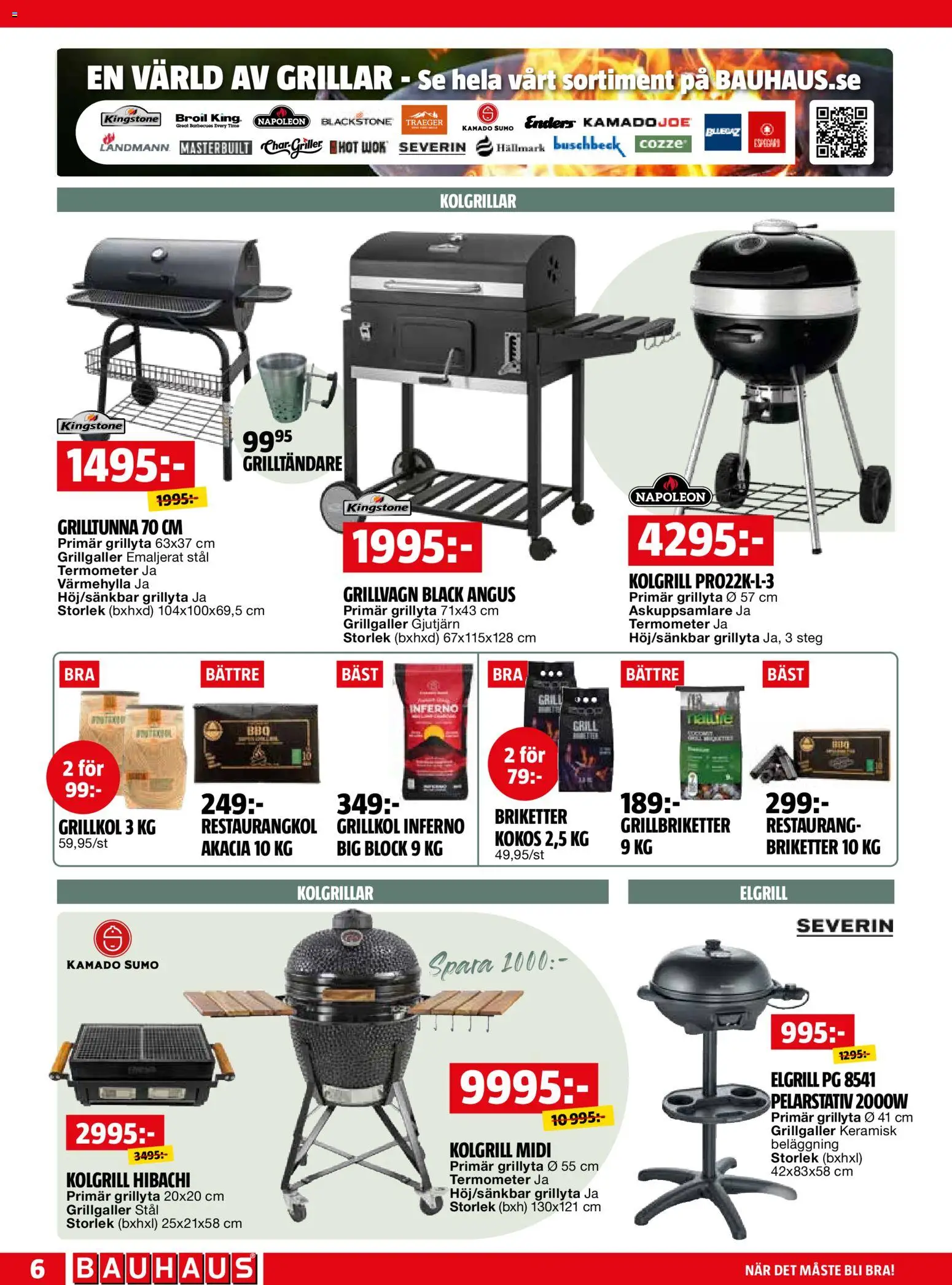 Bauhaus reklamblad aktuell från 01.06.2026 | Sida: 6 | Produkter: Grill, Elgrill, Grillkol, Kolgrill