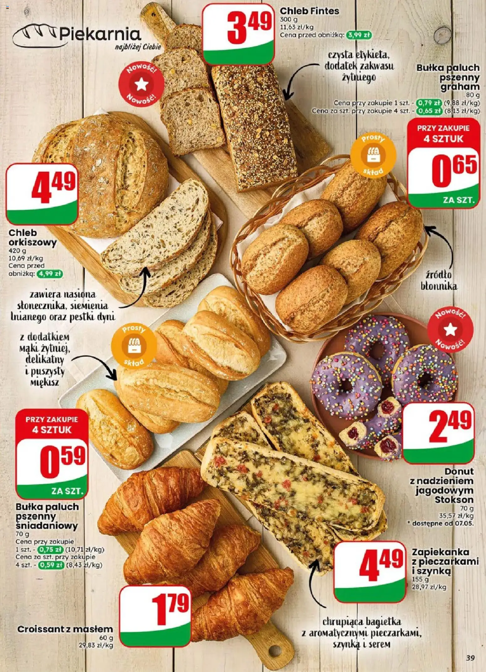 Dino gazetka od 06.05.2026 | Strona: 39 | Produkty: Zapiekanka, Piekarnia, Bułka, Pestki dyni