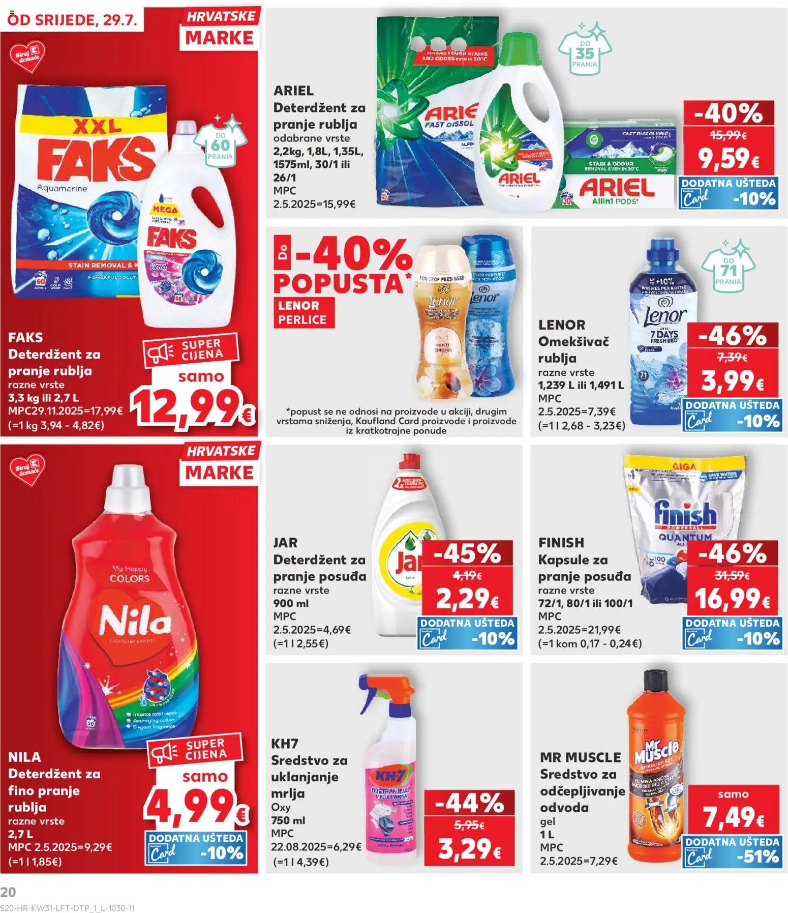 Kaufland HR akciós ujság - amely érvényes a következő dátumtól: 2026.07.29. | Oldal: 20 | Termékek: Ariel