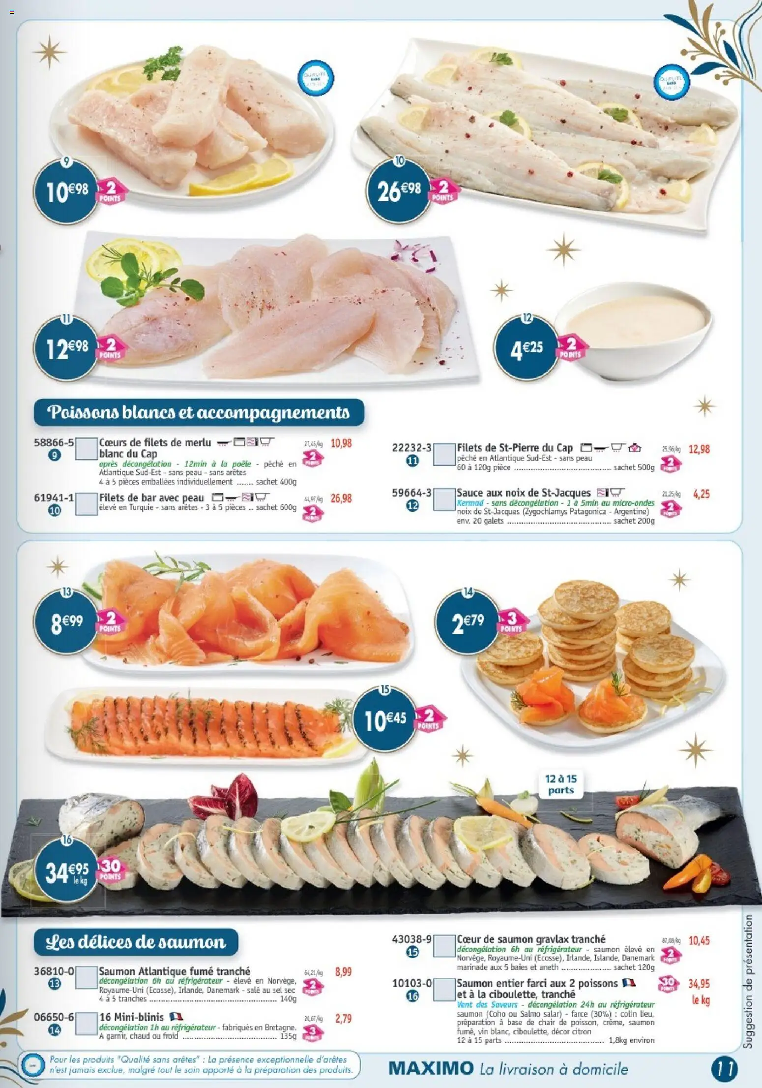 {H1} | Page: 11 | Produits: Saumon entier, Pêche, Réfrigérateur, Poêle