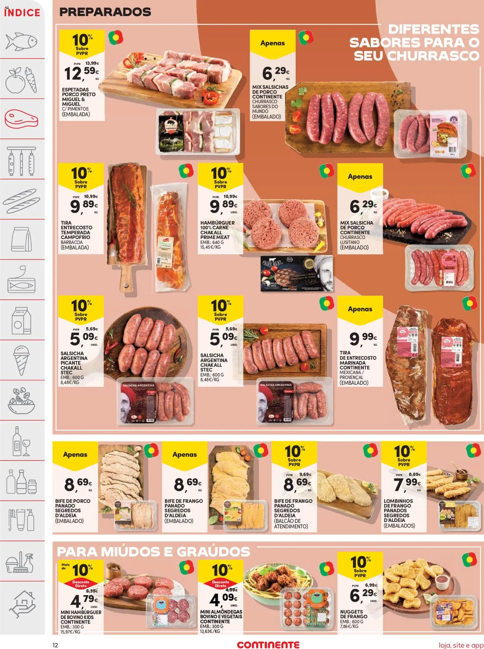 Continente folheto │ válido de 26.05.2026 | Página: 12 | Produtos: Nuggets de frango, Hambúrguer, Carne de porco, Nuggets