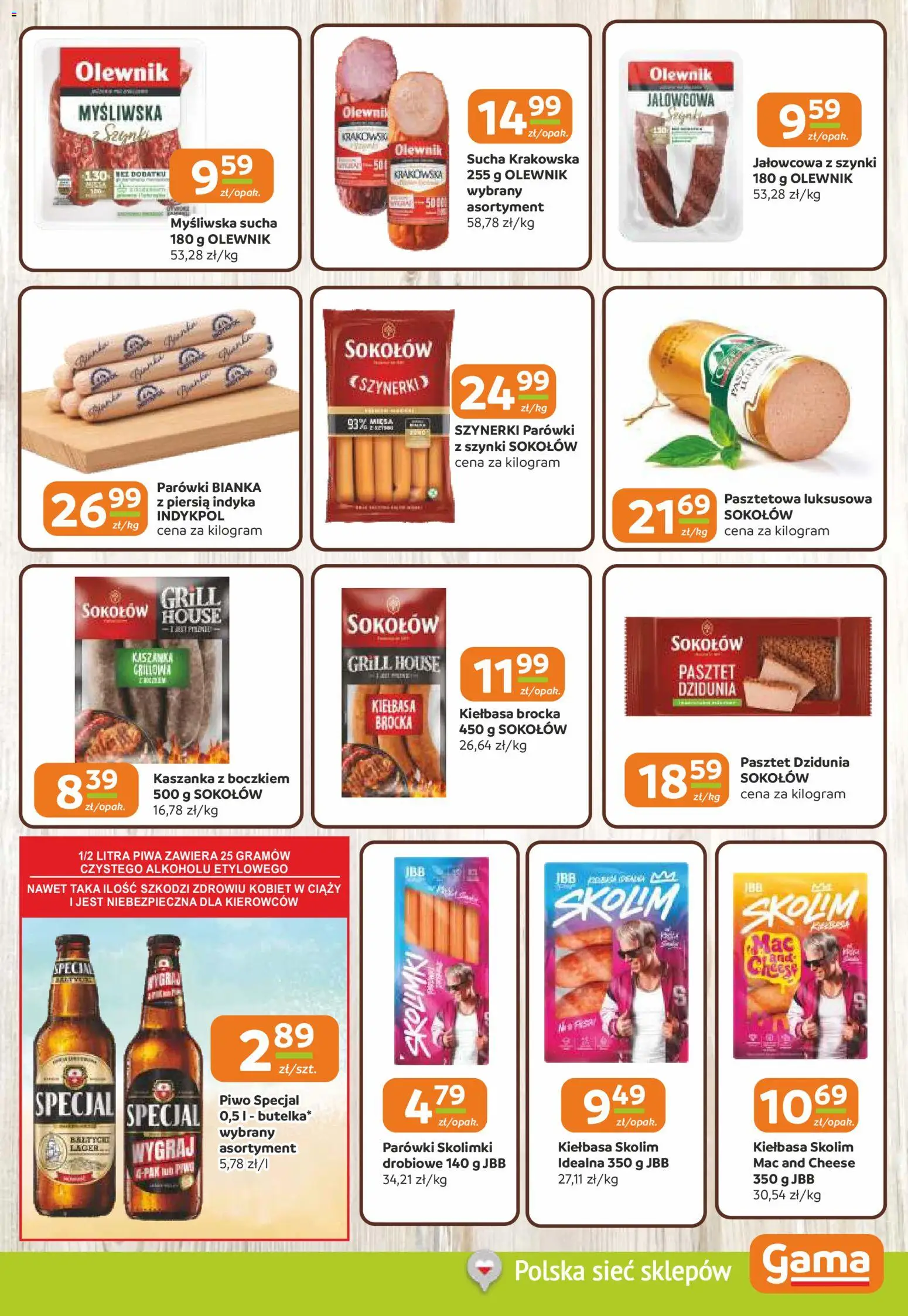 Gama gazetka od 18.06.2026 | Strona: 3 | Produkty: Grill, Myśliwska, Parówki, Piwo