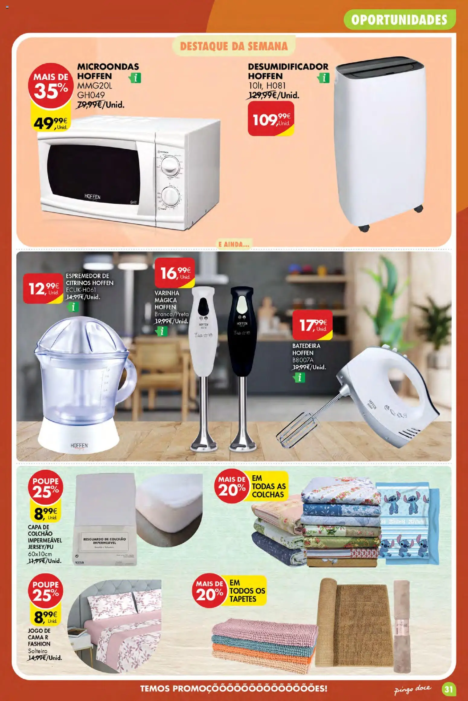 Pingo Doce folheto Poupe Esta Semana Açores │ válido de 08/10/2026 | Página: 31 | Produtos: Batedeira, Jogo de cama, Colchão, Desumidificador
