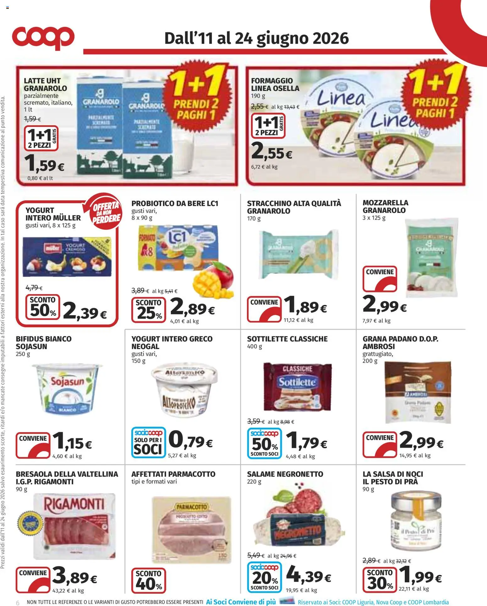 Volantino COOP del 11.06.2026 | Pagina: 6 | Prodotti: Salame, Salsa, Latte, Stracchino